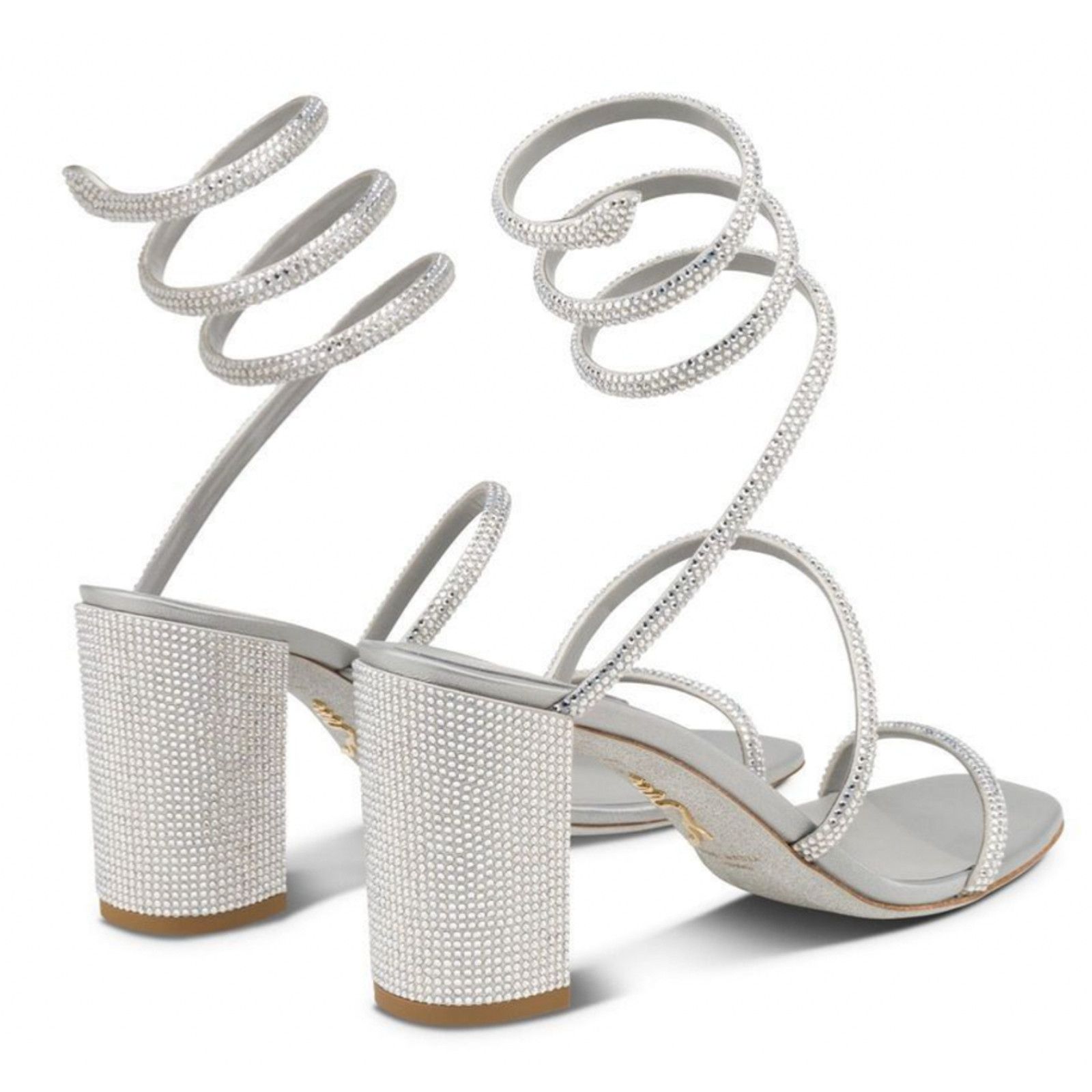 Rene Caovilla Cleo Crystal Wrap Strap Sandal Block Heel Pump 36 Size US 6 / IT 36 - 10 Thumbnail