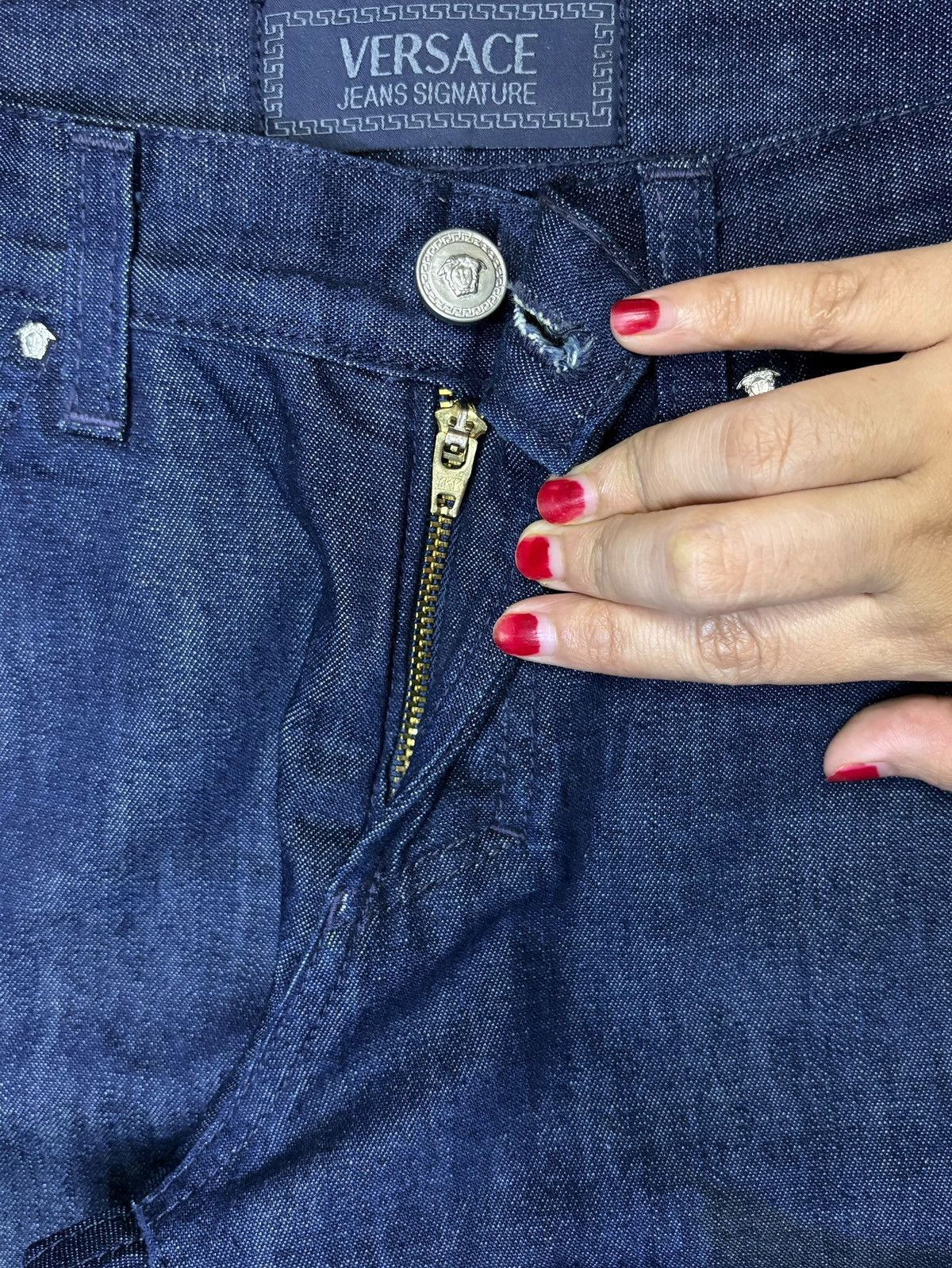 Versace Vintage Versace Medusa Signature Dark Blue Wash Jeans Size 31" - 3 Thumbnail