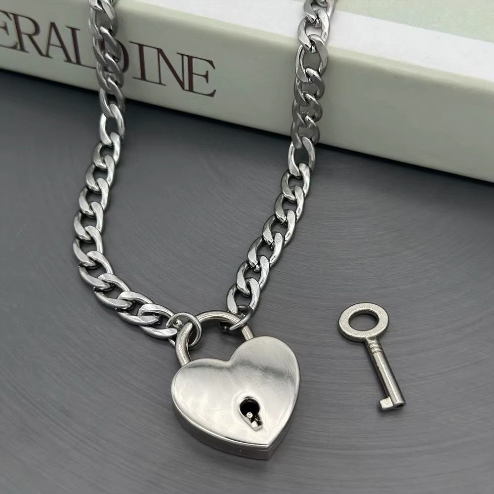 Other Steel Cuban Chain Love Padlock Charm Necklace Size ONE SIZE - 4 Thumbnail