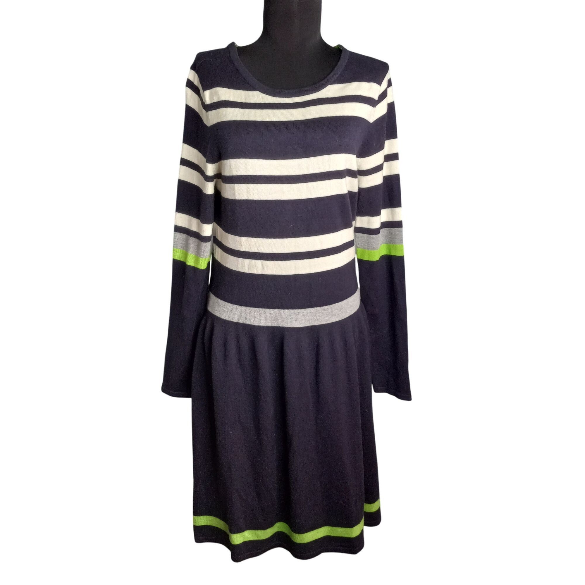 Vince Camuto Vince Camuto Size L Dress Womens Knit Sweater Striped Navy G Size L / US 10 / IT 46 - 1 Thumbnail