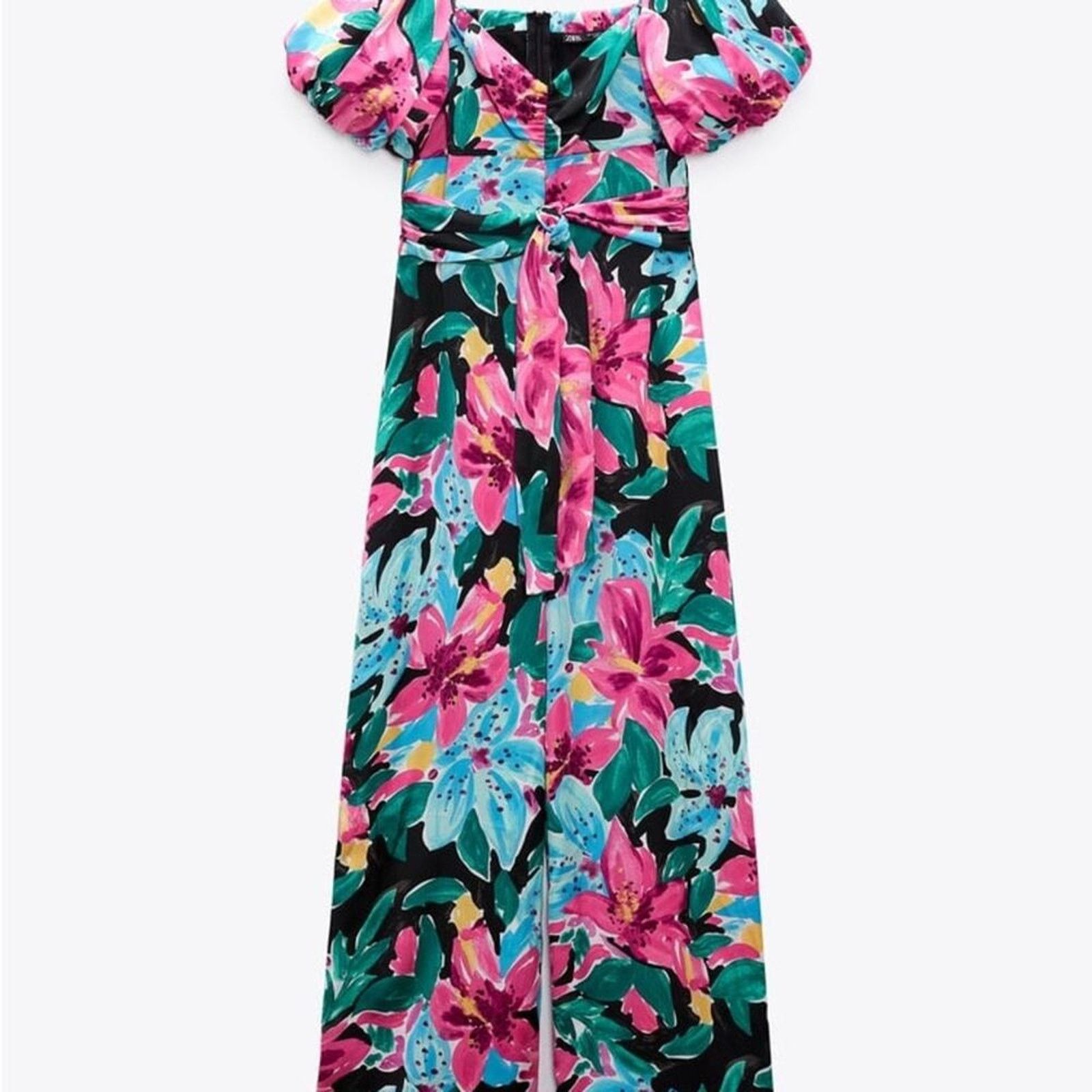 Zara ZARA FLORAL PRINT JUMPSUIT MULTICOLORED Size 26" / US 2 / IT 38 - 8 Thumbnail