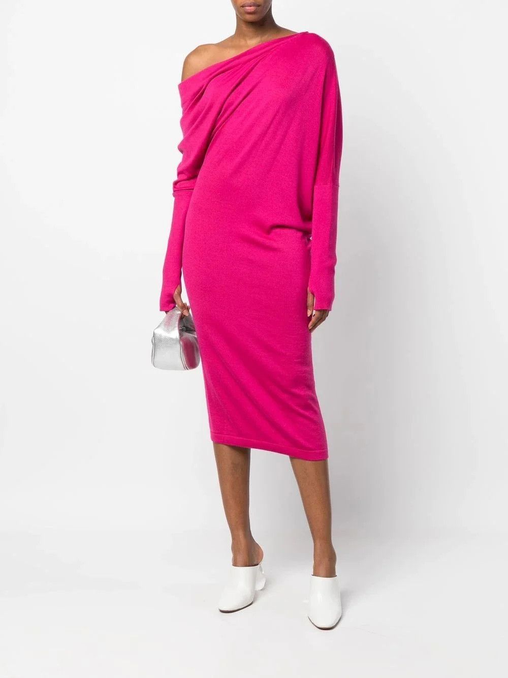 Tom Ford o1y0126 Midi Dress in Fuchsia Size M / US 6-8 / IT 42-44 - 3 Thumbnail