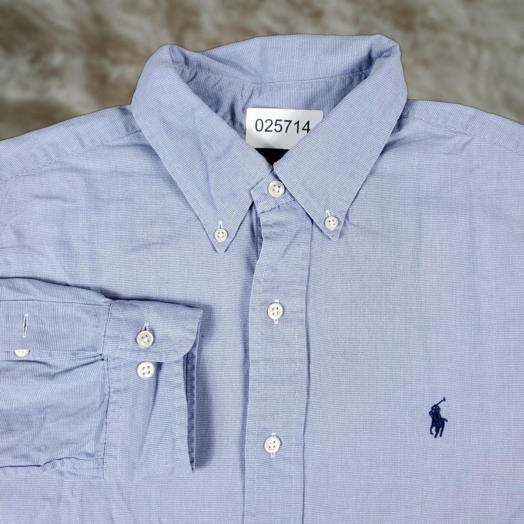 Ralph Lauren Ralph Lauren Shirt Mens 16 Blue Pony Dress Shirt Long Sleeve Button-Down Non-Iron Regular Fit, Blue, 16, Classic American Style Mens Shirt Size US L / EU 52-54 / 3 - 1 Thumbnail