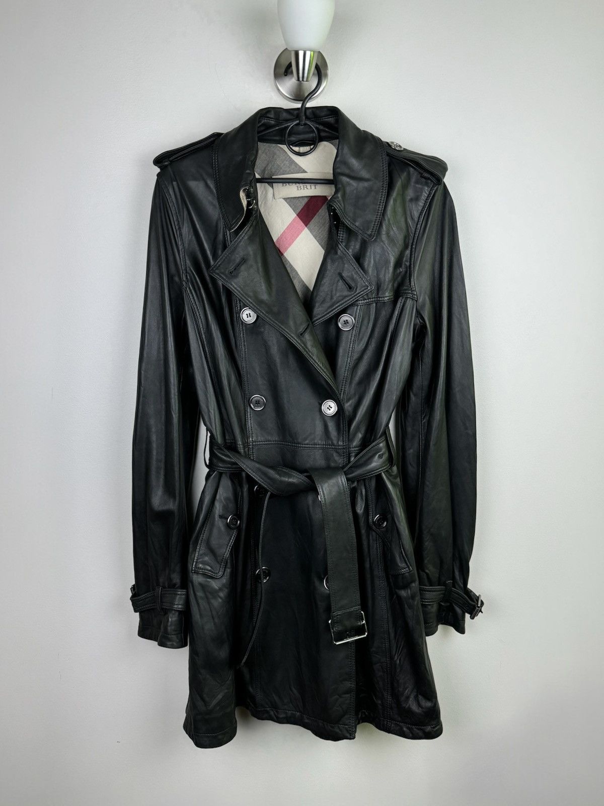 Burberry Leather trench coat Burberry original luxury streetwear item Size S / US 4 / IT 40 - 1 Thumbnail