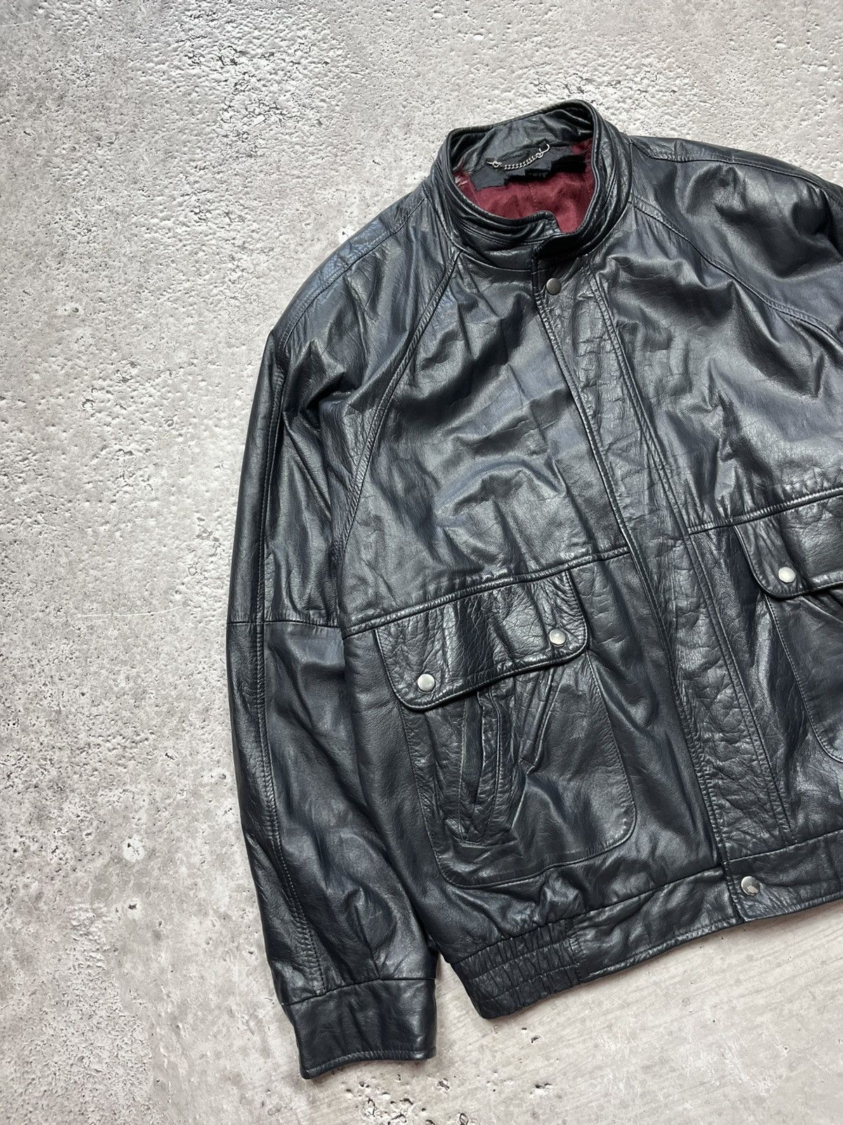 Leather × Vintage Vintage St Michael Leather Bomber Jacket Korea Black Retro Size US XL / EU 56 / 4 - 4 Thumbnail