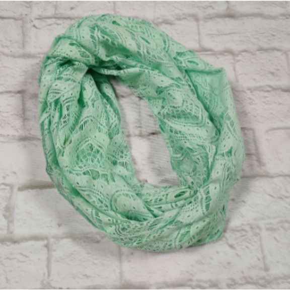 Other Mint Green Lace Infinity Scarf Lightweight Loop Circle Scarf Size ONE SIZE - 8 Thumbnail
