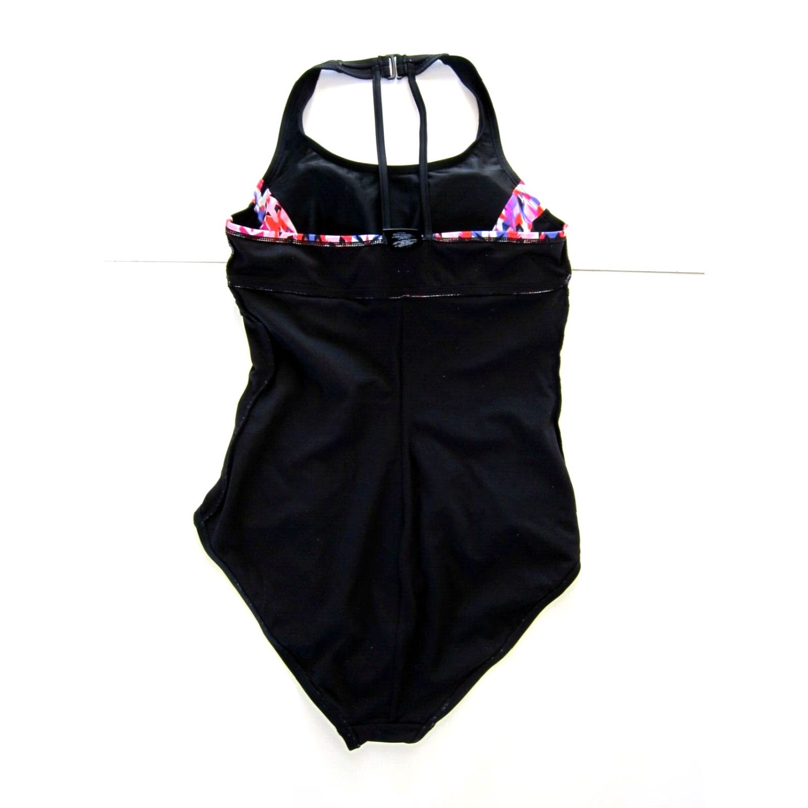Catalina Catalina One Piece Racerback Built In Bra Women Swimsuit L Black 12-14 Floral Pattern Elegant Colorful 90s? Size ONE SIZE - 2 Thumbnail
