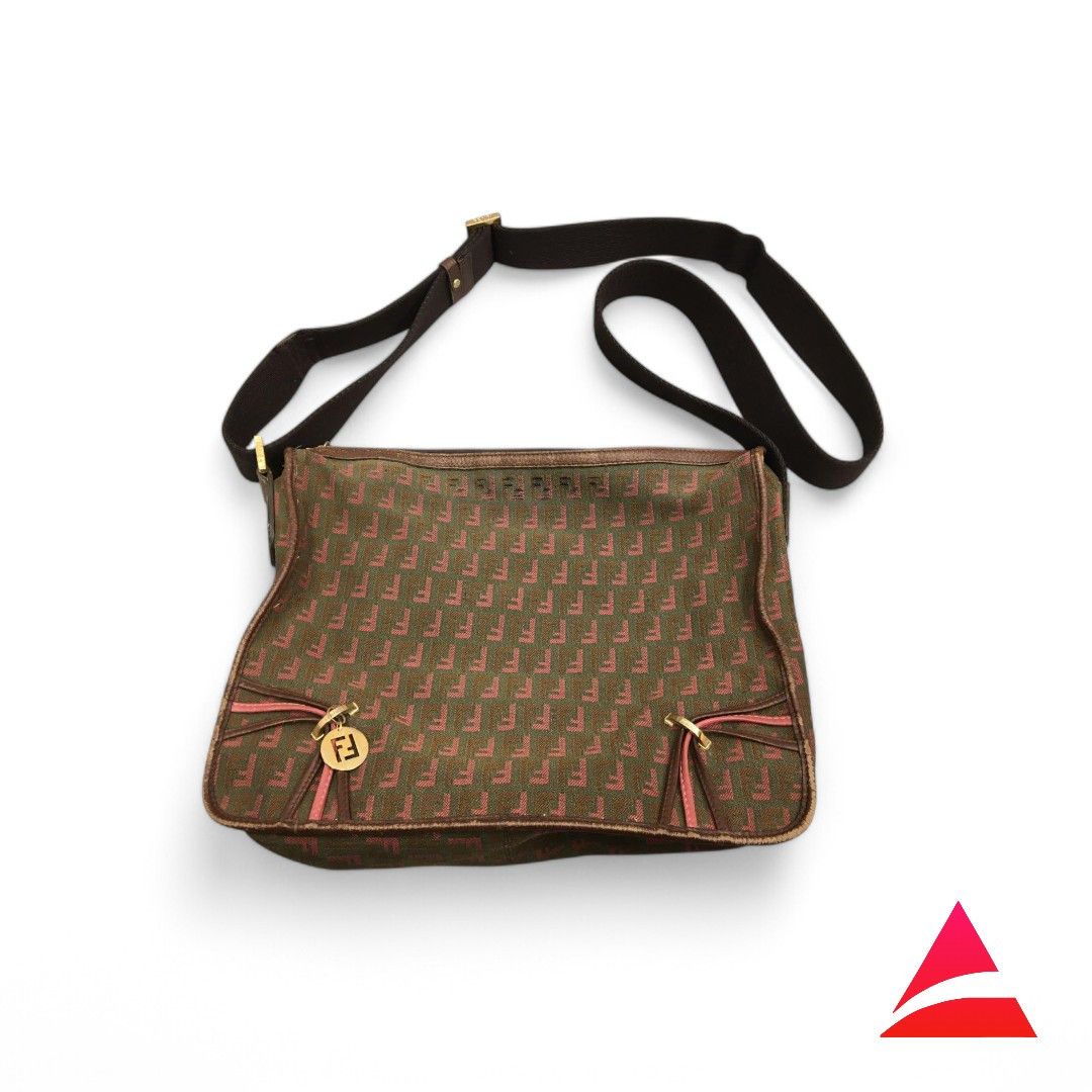 Fendi Fendi - Shoulder Bag Brown Leather Canvas FF Gold Charm Size ONE SIZE - 1 Thumbnail