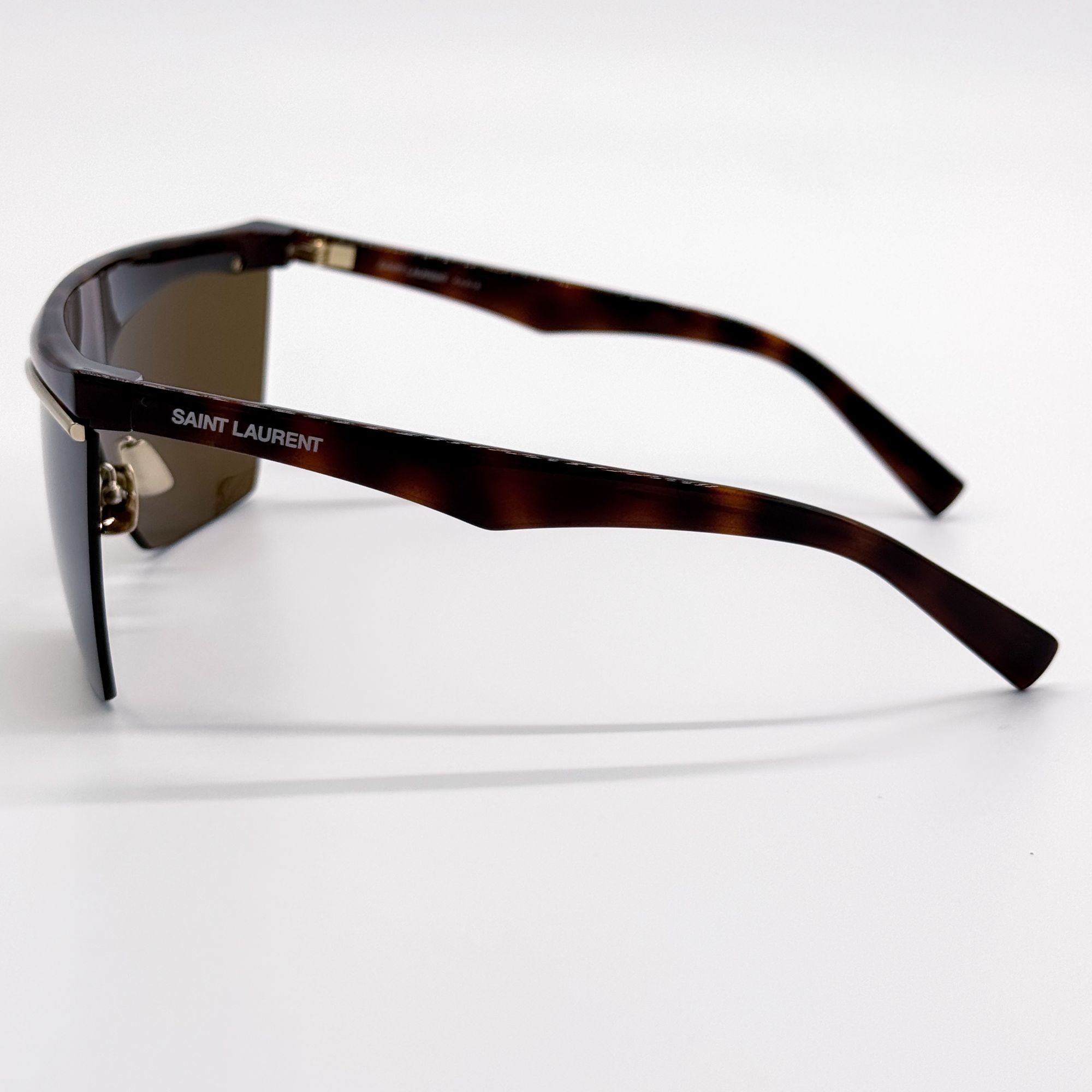 Saint Laurent Paris NEW SAINT LAURENT SUNGLASSES SL614 MASK 002 HAVANA GOLD WOME Size ONE SIZE - 7 Thumbnail