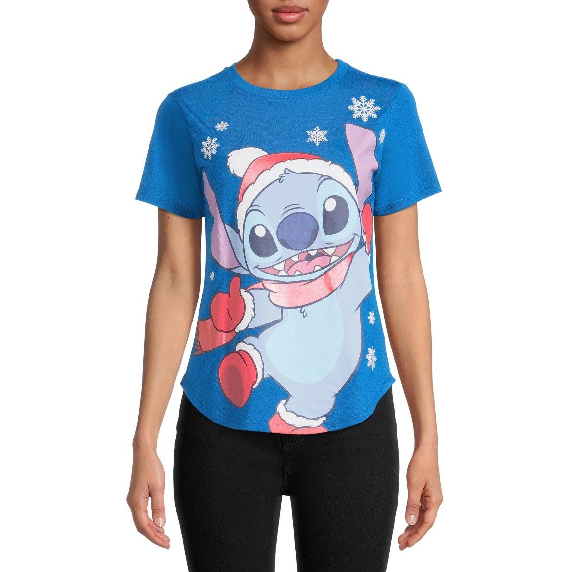 Disney Stitch Juniors Graphic Christmas T-Shirt with Short Sleeves Size S / US 4 / IT 40 - 1 Thumbnail