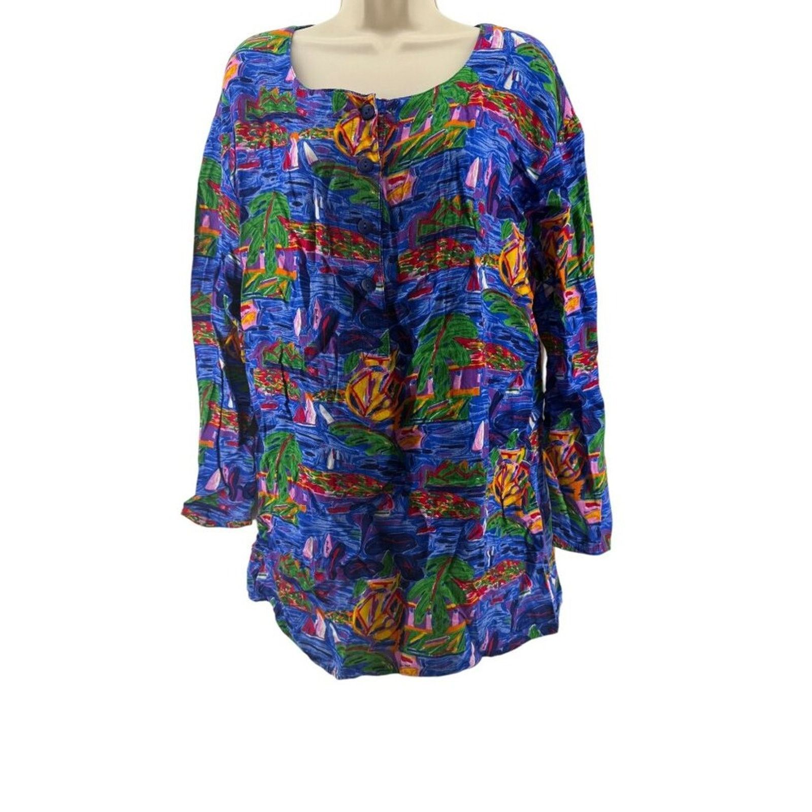 Vintage Ken Done Womens Art to Wear Hawaiian Vacation Large