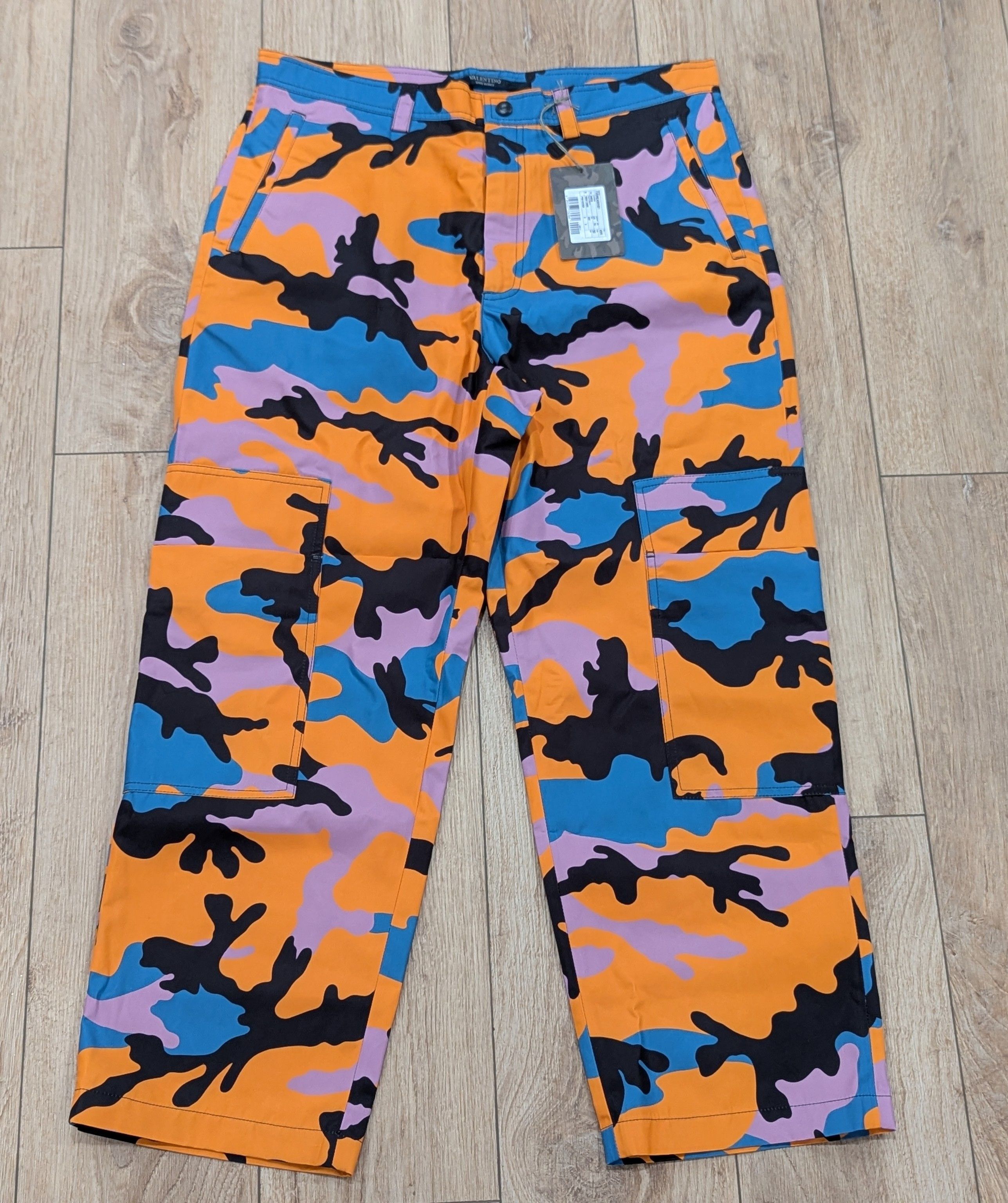 Valentino Valentino Camouflage Cargo Pants Orange Multi 50 US 34 Size US 34 / EU 50 - 1 Thumbnail