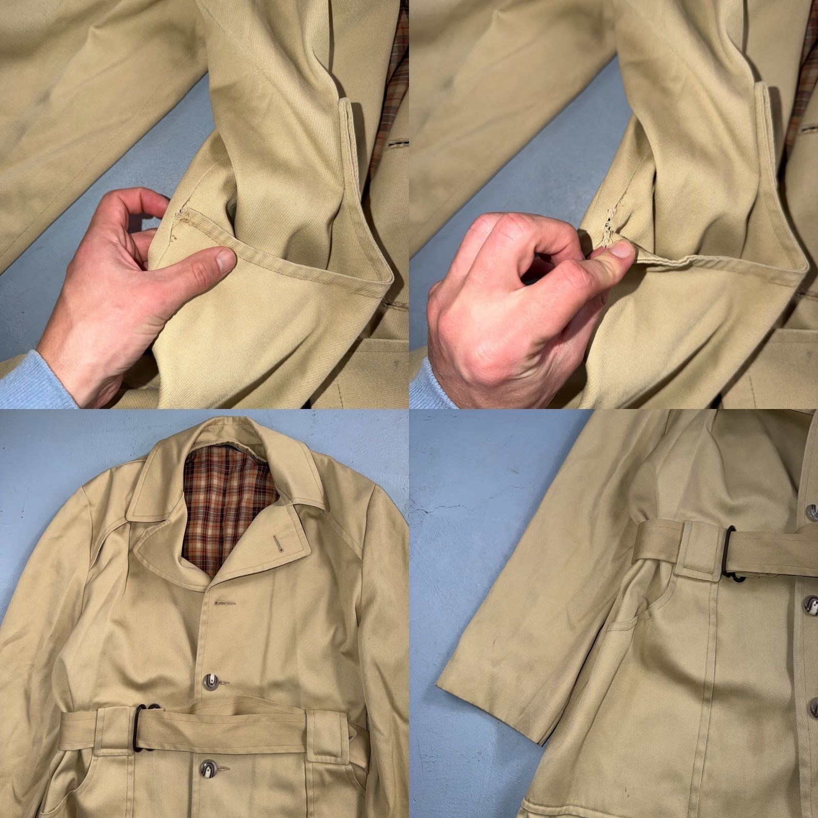 Vintage VINTAGE 50s 60s Beige Mid-Length Jacket Overcoat Belted Retro Mens Size 40 Size US XXS / EU 40 - 8 Thumbnail