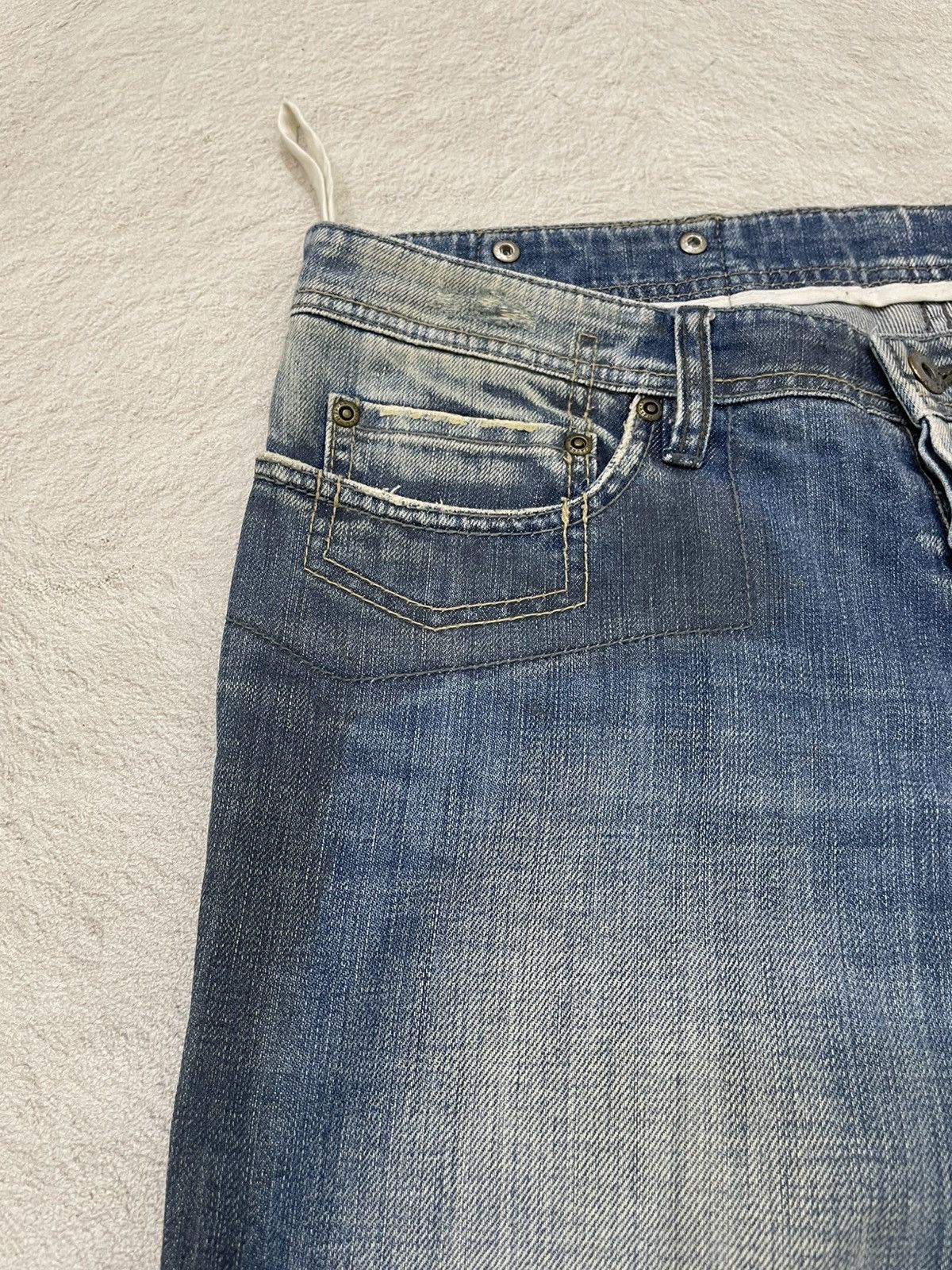 Japanese Brand 2000s Japanese Flare Denim Heavy Fade Distressed Jeans Y2K Size US 33 - 5 Thumbnail