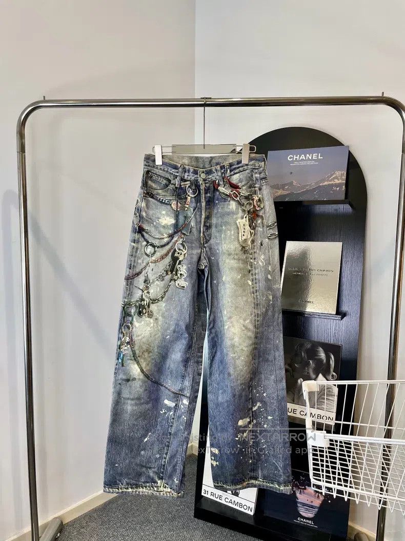 Acne Studios Acne Studios Printed Pattern Loose Low-Waist Wide-Leg Deni Size 33" - 1 Thumbnail
