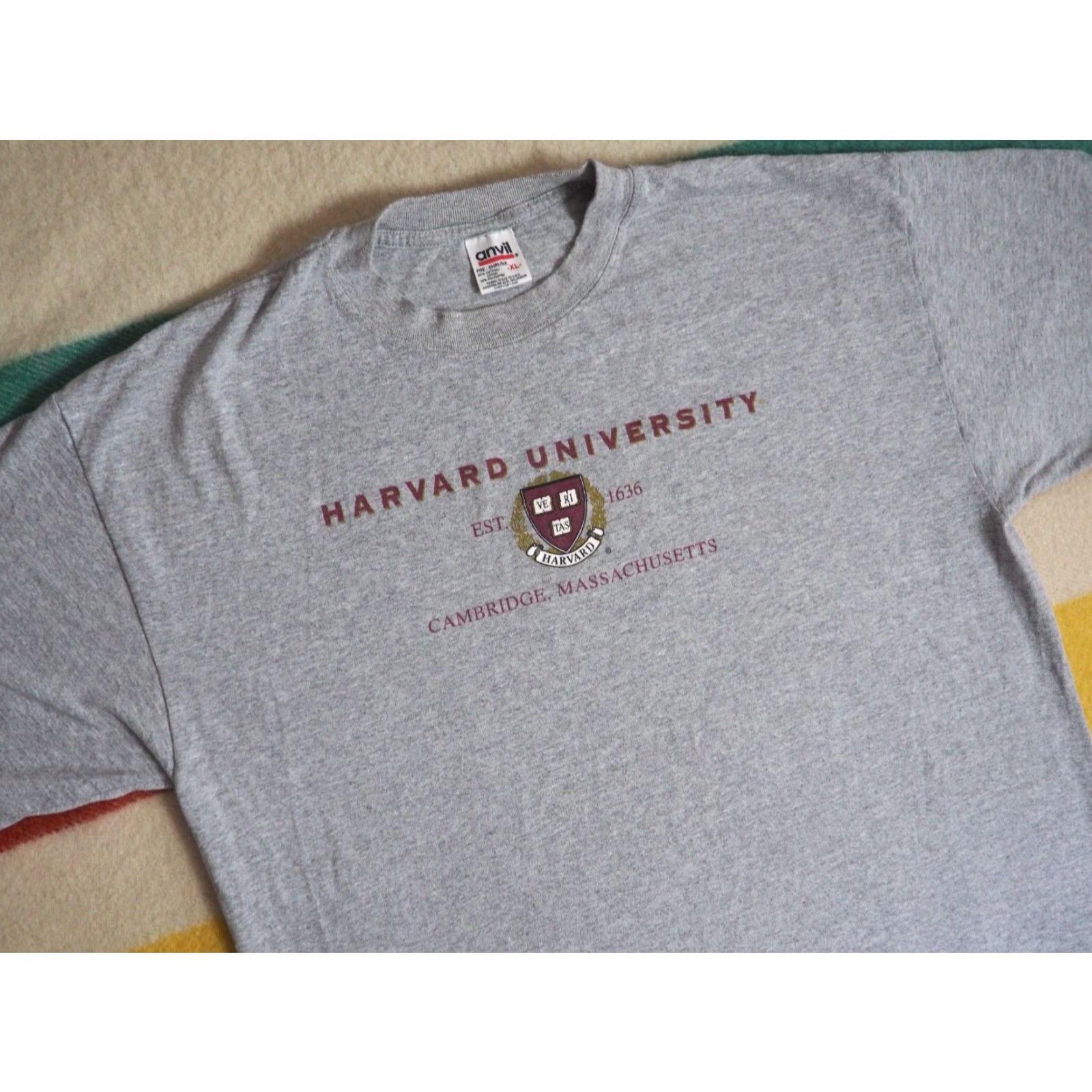 Anvil VTG 90s Y2k Anvil Harvard University Cambridge Gray College Ivy Tee T-Shirt XL Shirt Mens XS? Size US XL / EU 56 / 4 - 2 Thumbnail