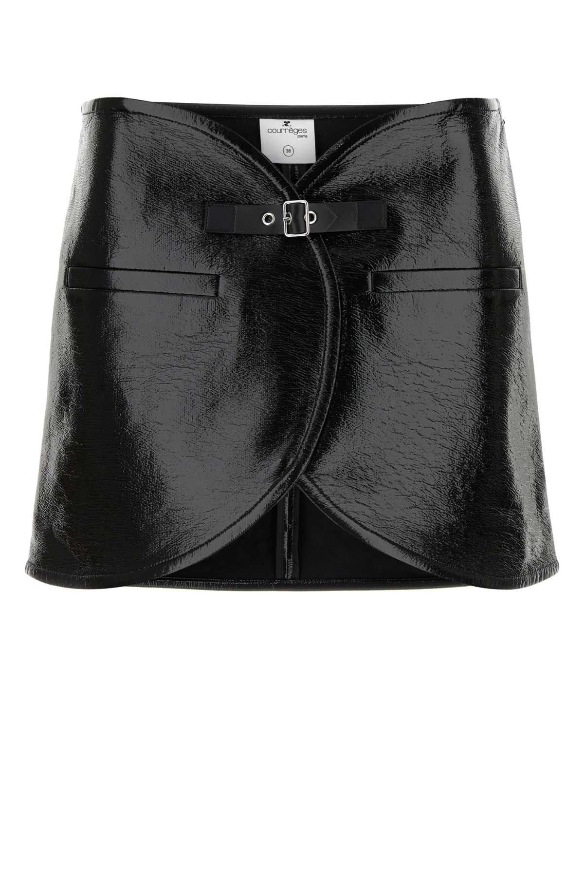 image of Courreges Black Vinyl Mini Skirt, Women's (Size 26)