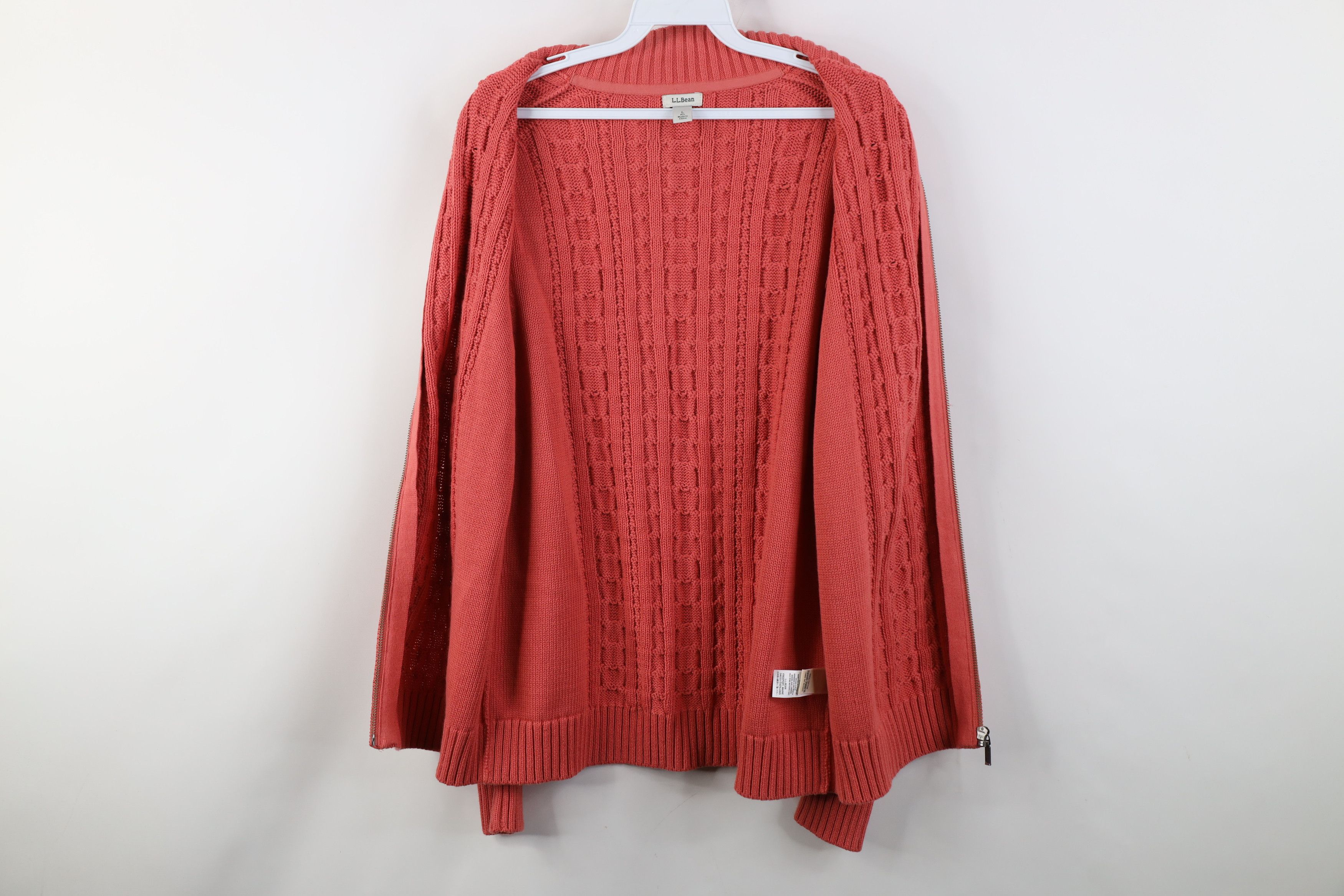L.L. Bean Vintage Y2K LL Bean Knit Fisherman Zip Sweater Salmon Pink Size L / US 10 / IT 46 - 7 Thumbnail