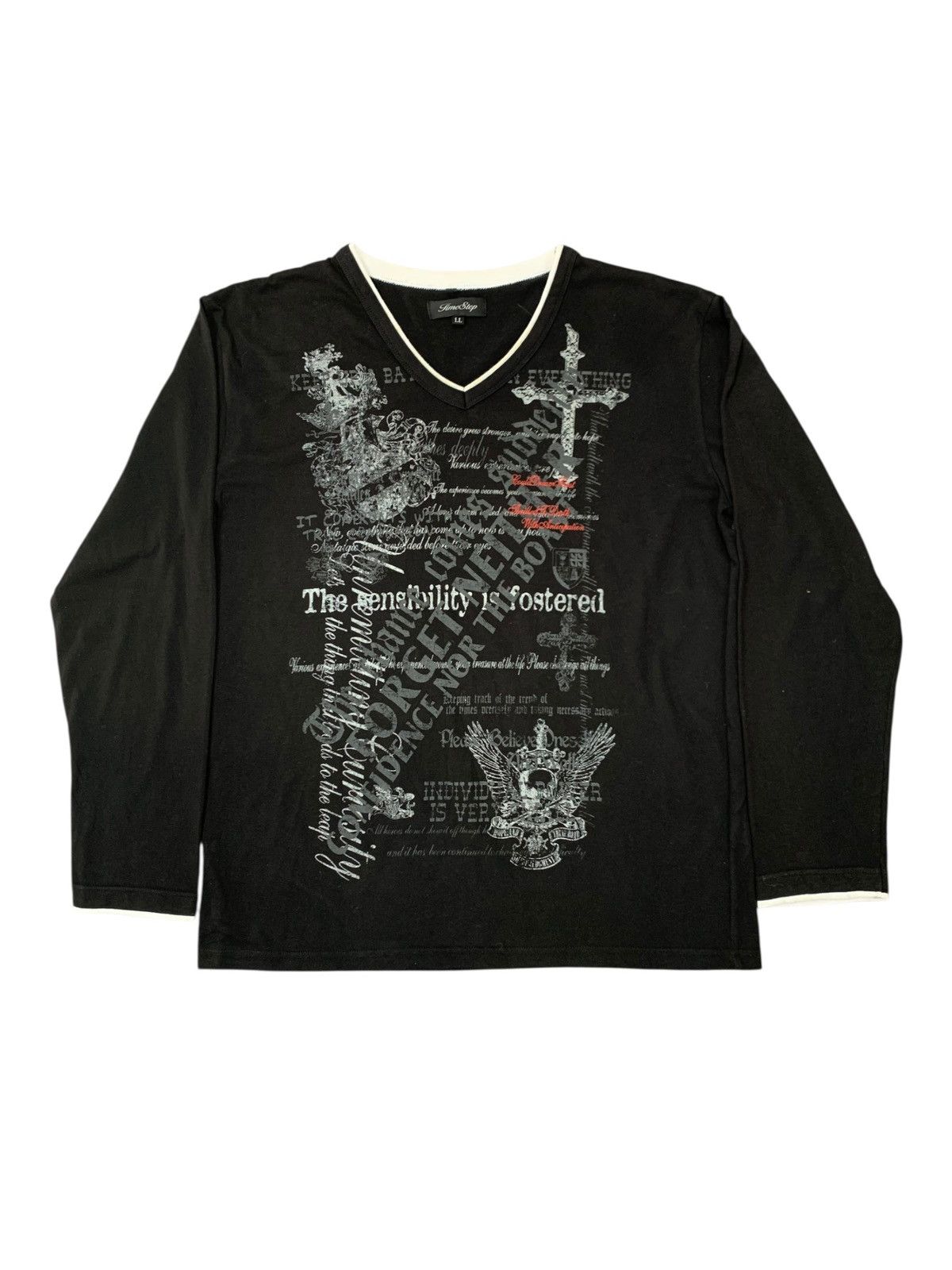 Japanese Brand Vkei Time step japanese Y2k cross v neck t shirt Size US L / EU 52-54 / 3 - 1 Thumbnail