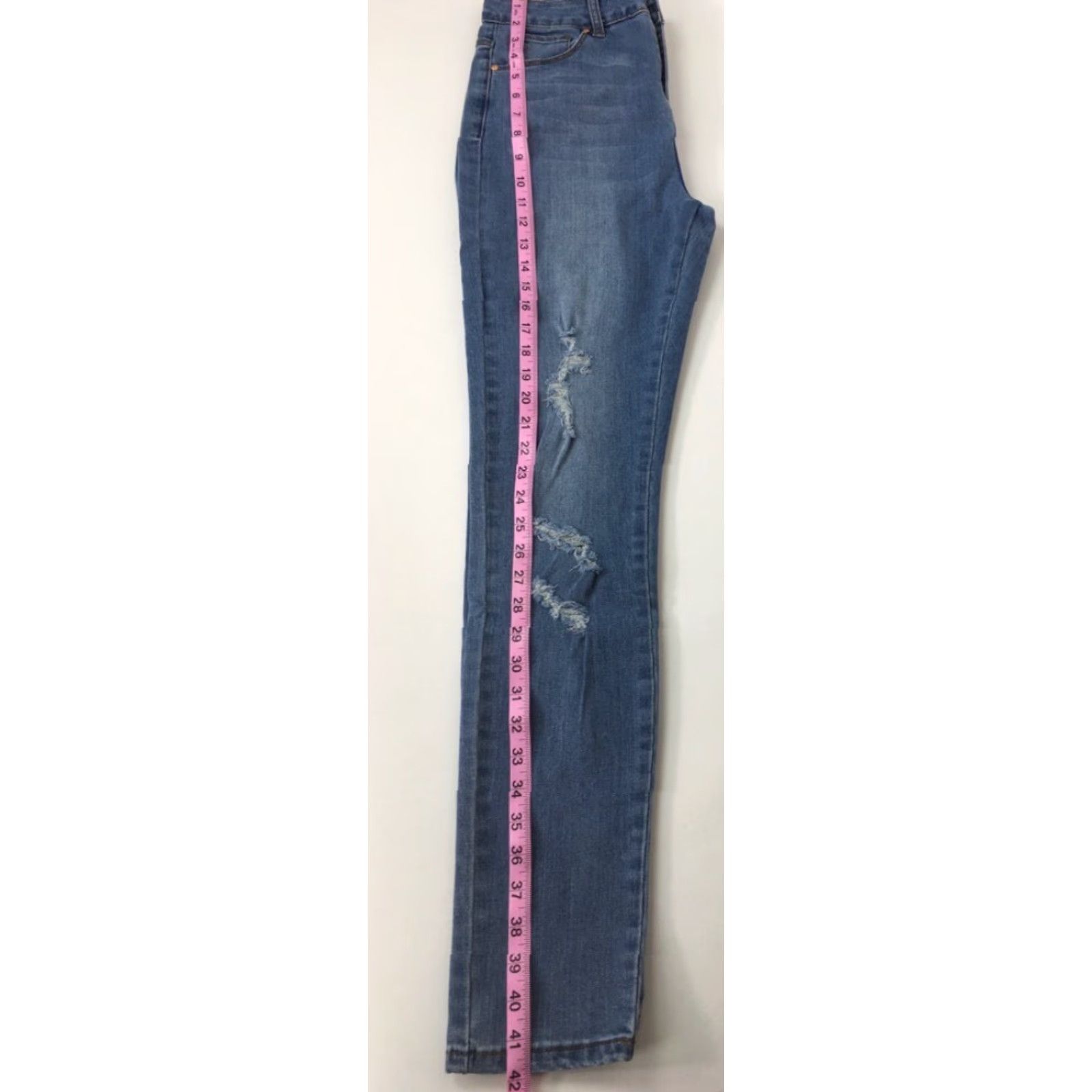 Vintage Maddie Jeans Womens Juniors 7 Blue Skinny Denim High Rise Distressed Pocket Size 28" / US 6 / IT 42 - 8 Thumbnail