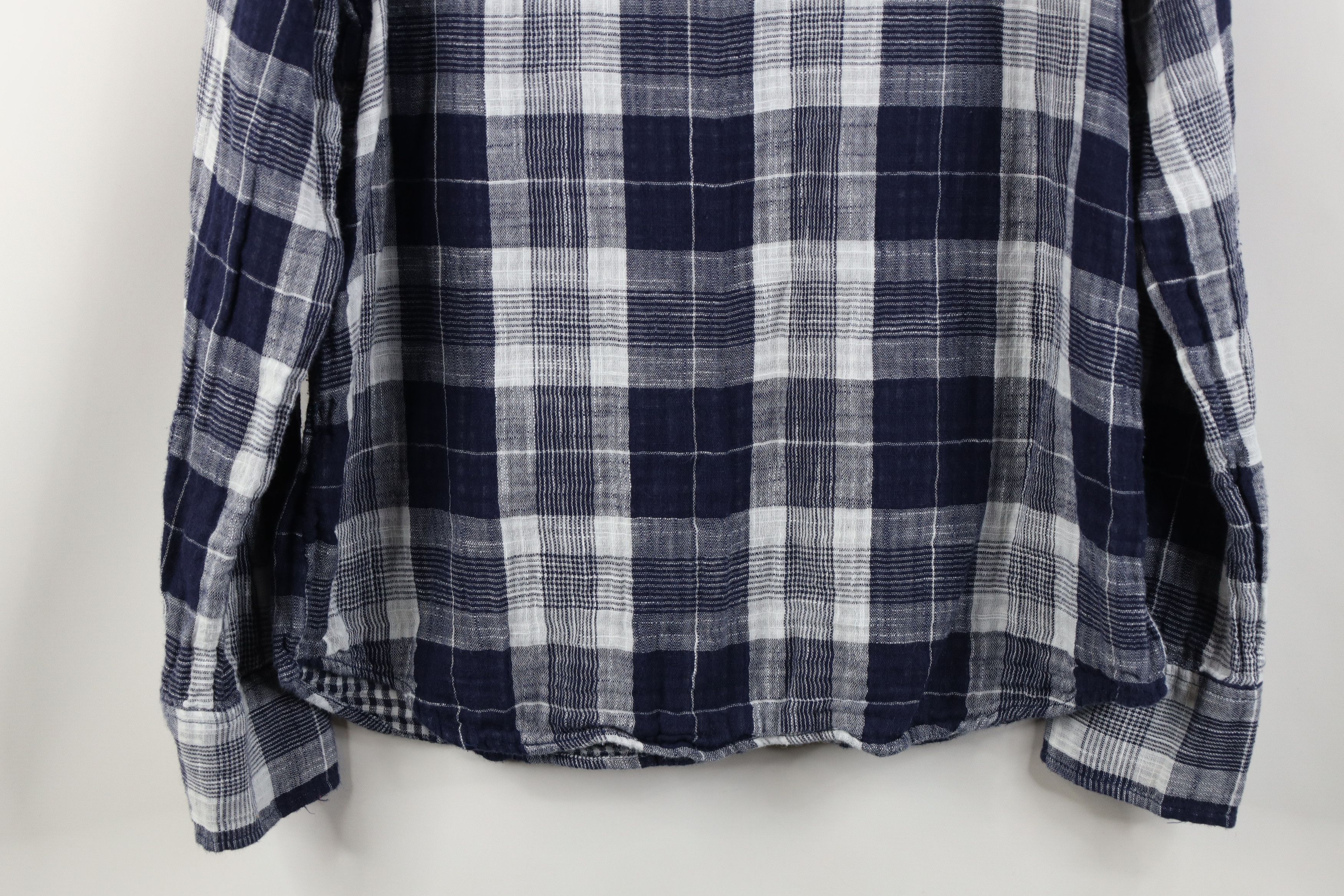 J.Crew J Crew Gauzy Cotton Knit Collared Button Shirt Blue Plaid Size M / US 6-8 / IT 42-44 - 13 Thumbnail