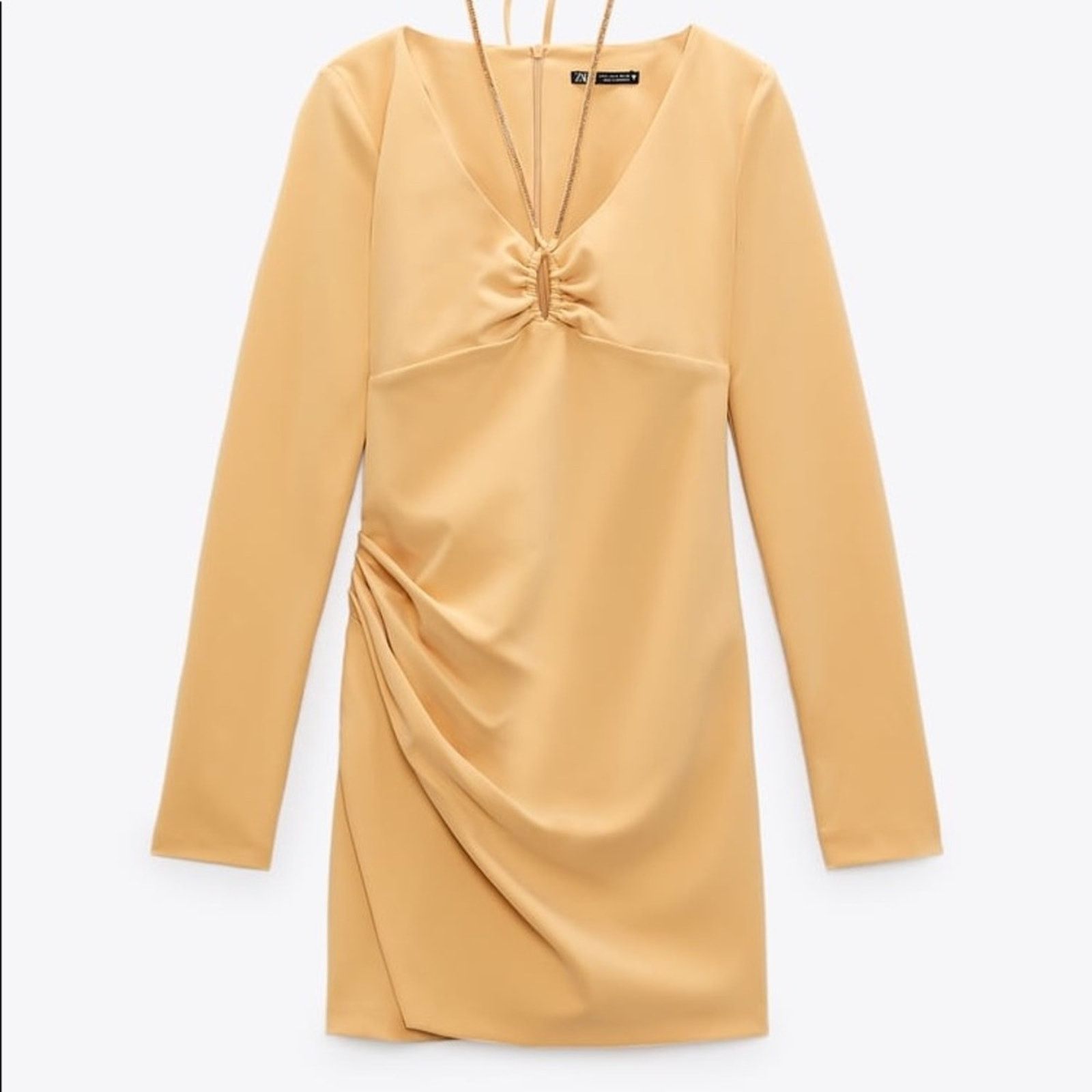Zara ZARA DRAPED DRESS WITH JEWEL STRAP LIGHT YELLOW Size M / US 6-8 / IT 42-44 - 5 Thumbnail