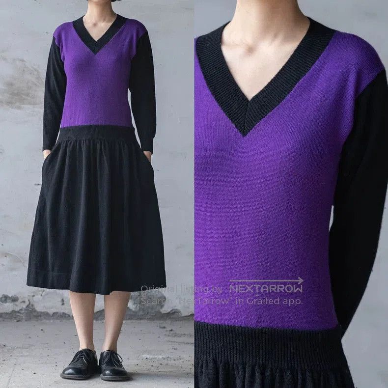 Kenzo 1980s KENZO V-Neck Knit Dress. Size US XS / EU 42 / 0 - 2 Thumbnail