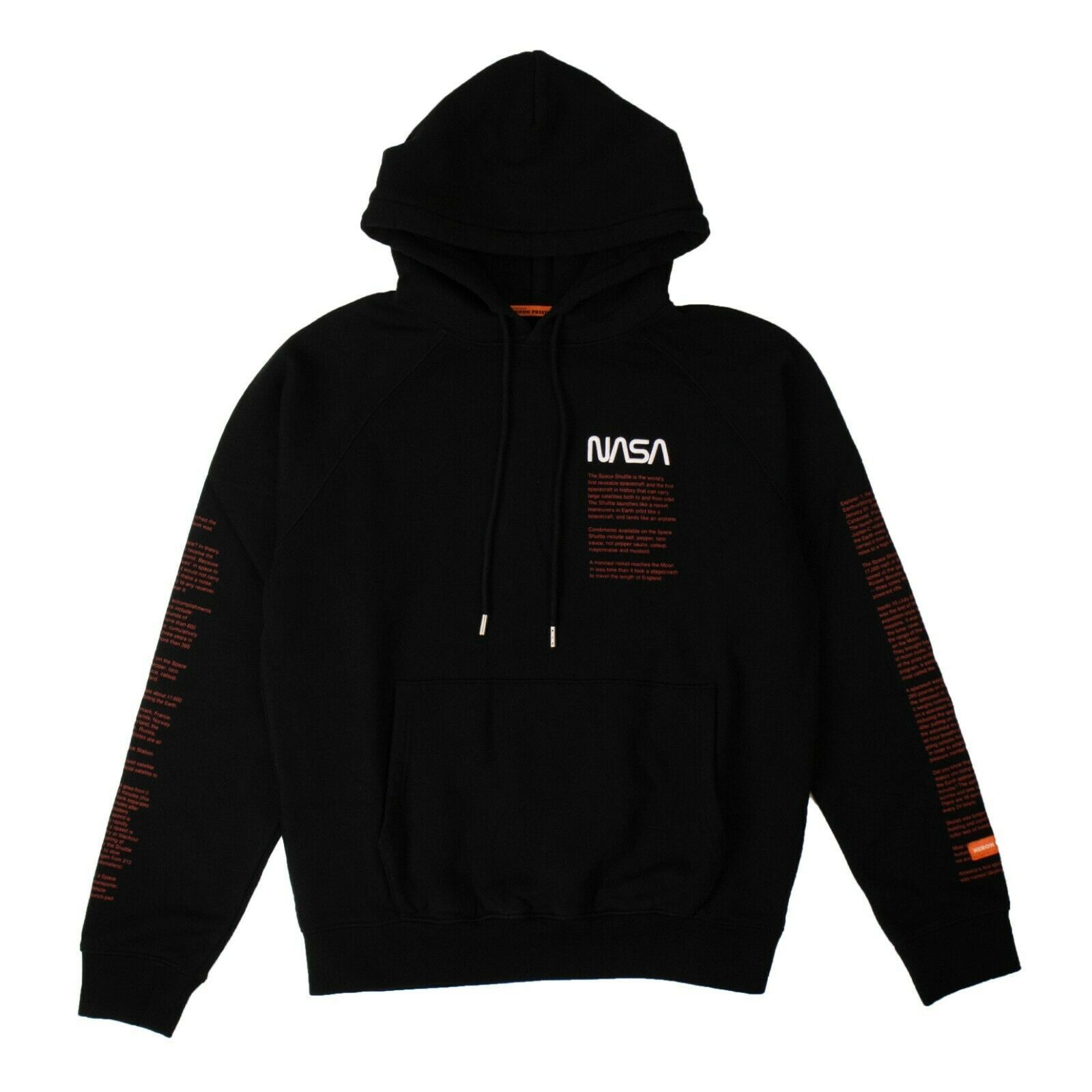 Image of Heron Preston Black Nasa Hoodie Sweatshirt Size Xs, Men's