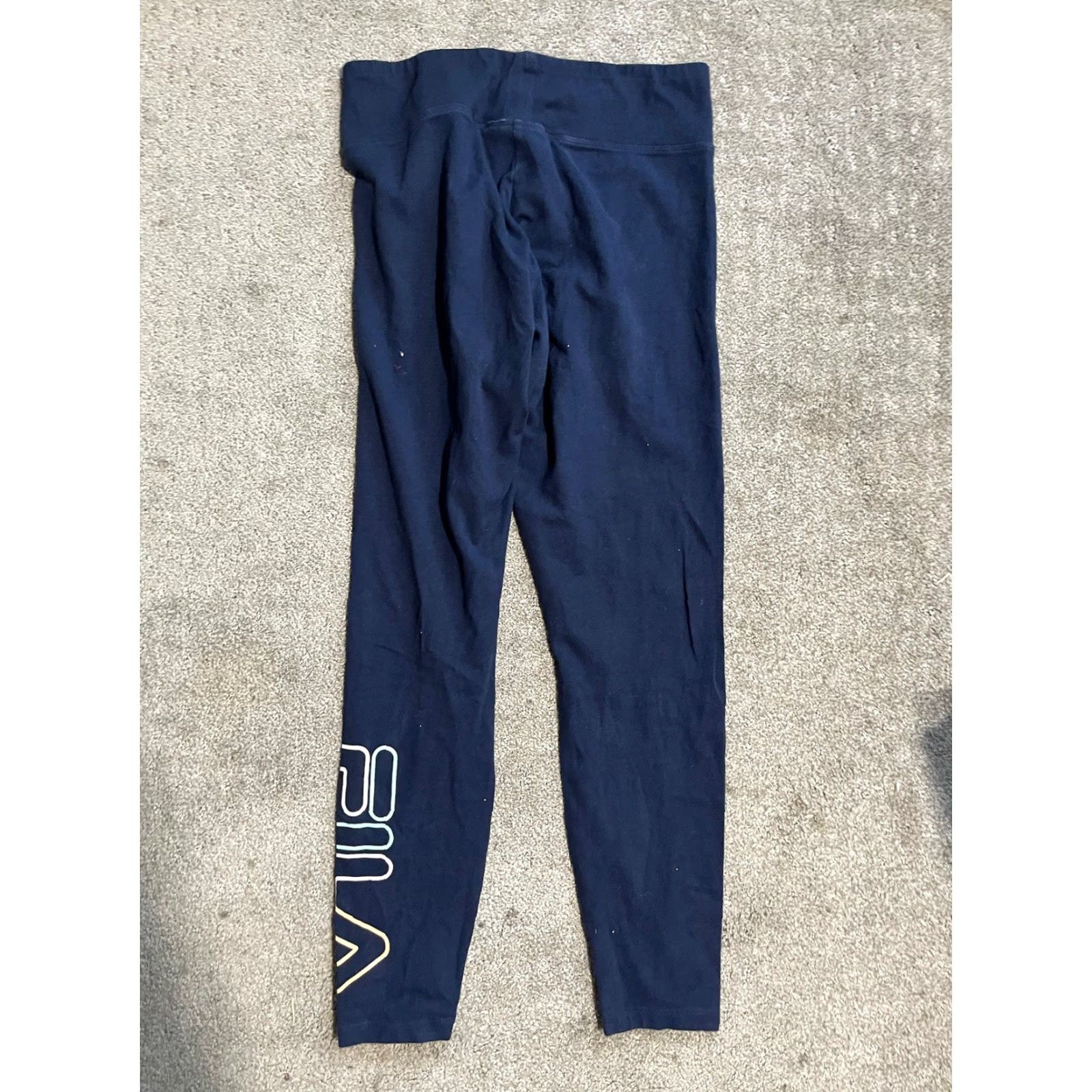 Fila VINTAGE FILA Sport Performance Compression Leggings Women’s Small Striped Athletic Activewear Navy Blue Size 28" / US 6 / IT 42 - 3 Thumbnail