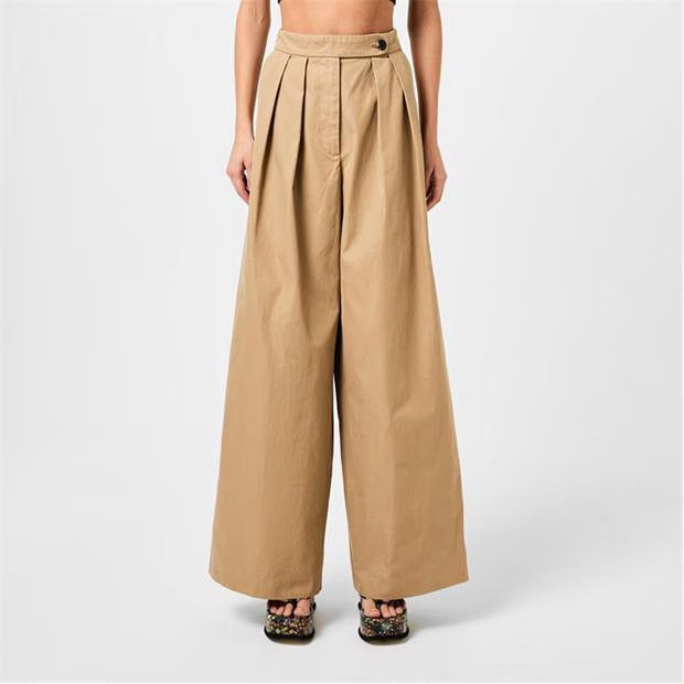 Dries Van Noten o1g2r1mq1024 Pleated Cotton Pant in Beige Size 29" - 3 Thumbnail