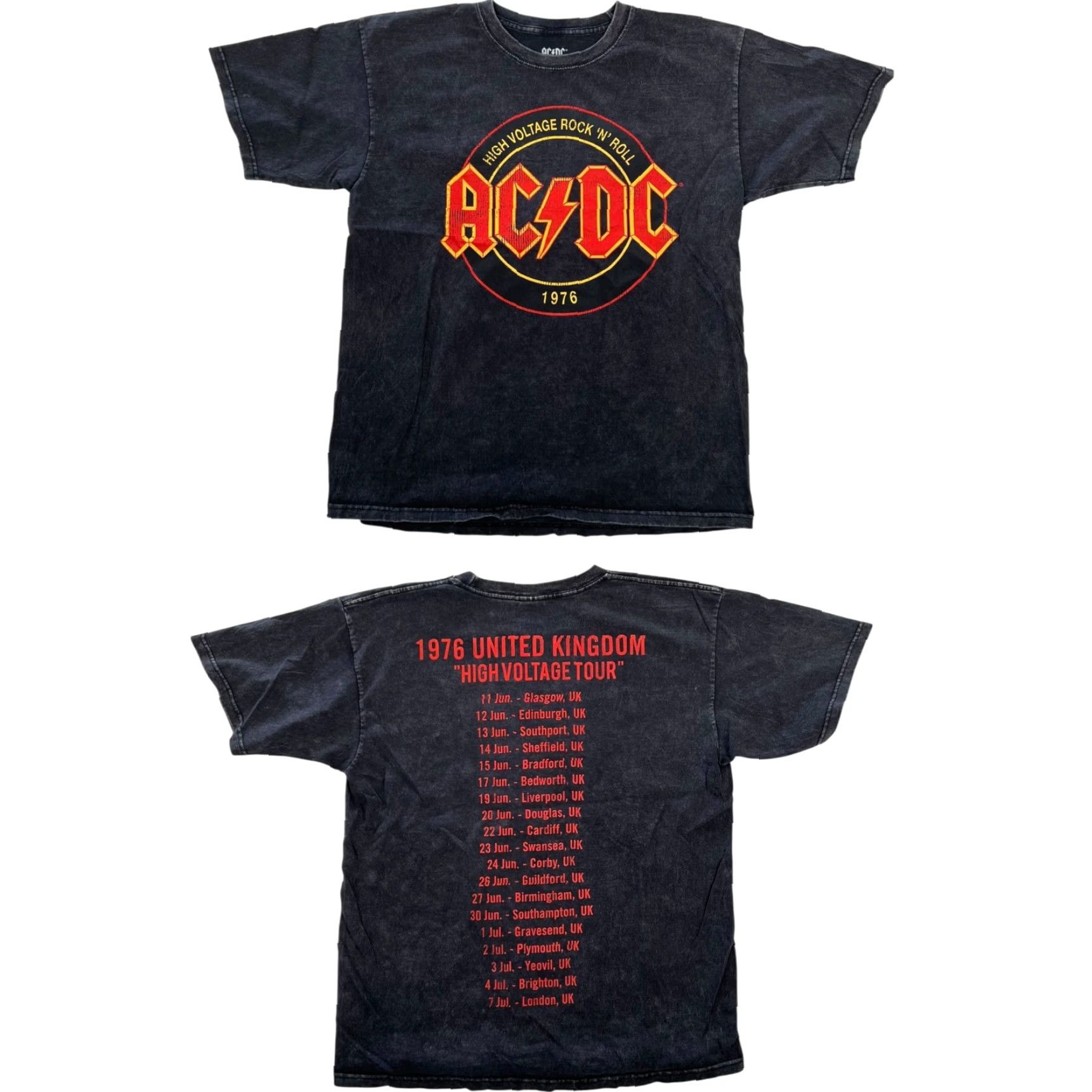 Vintage AC/DC T-Shirt Mens M Black Graphic Tour Rock Band High Voltage 1976 Retro Size US M / EU 48-50 / 2 - 2 Thumbnail