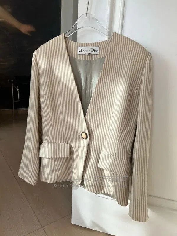 Dior Dior Striped Cotton Women's Jacket in Size L . Size L / US 10 / IT 46 - 1 Thumbnail