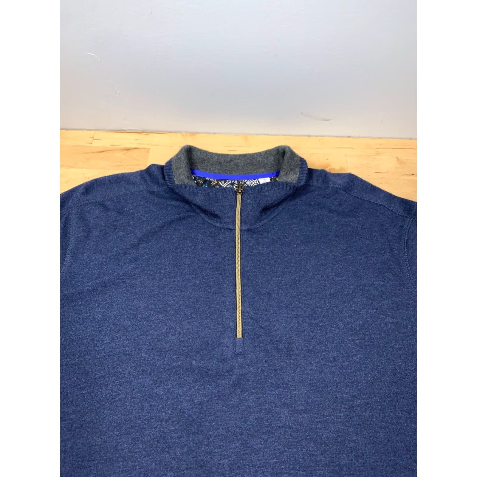 Robert Graham Robert Graham Mens Pullover 2XL Classic Fit Long Sleeve 1/4 Zip Heathered Blue Cardigan Style Sweater Jacket - N/A Size US XXL / EU 58 / 5 - 4 Thumbnail