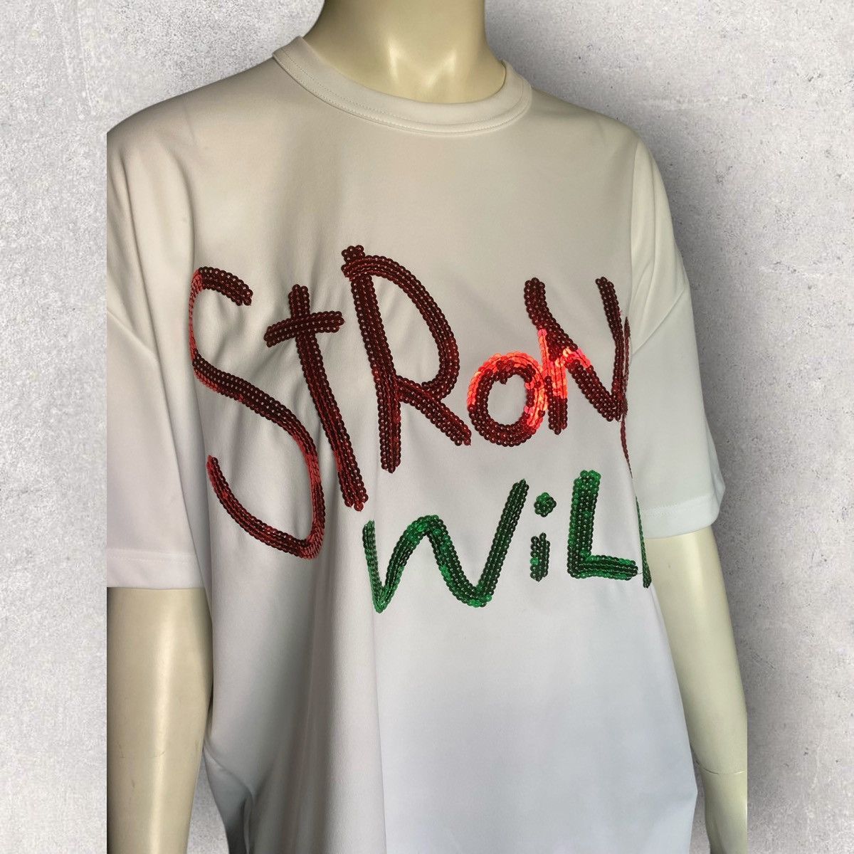 Comme des Garcons AW24 Strong Will Sequin Embellished Oversize T Shirt Size M / US 6-8 / IT 42-44 - 2 Thumbnail