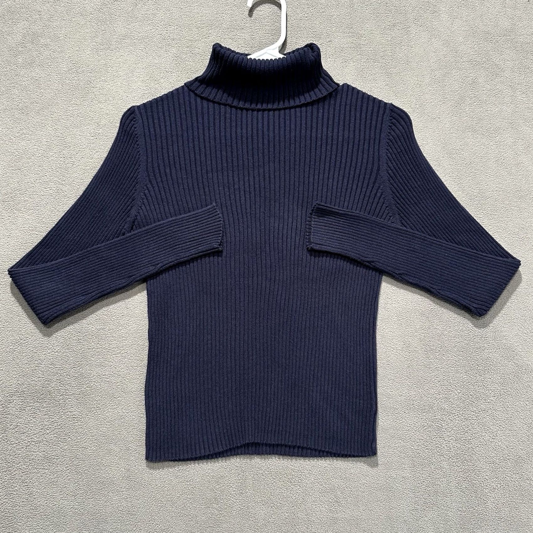 Vintage The Limited Sweater Womens Medium Blue Ribbed Knit Cotton Turtleneck Pullover Size M / US 6-8 / IT 42-44 - 2 Thumbnail