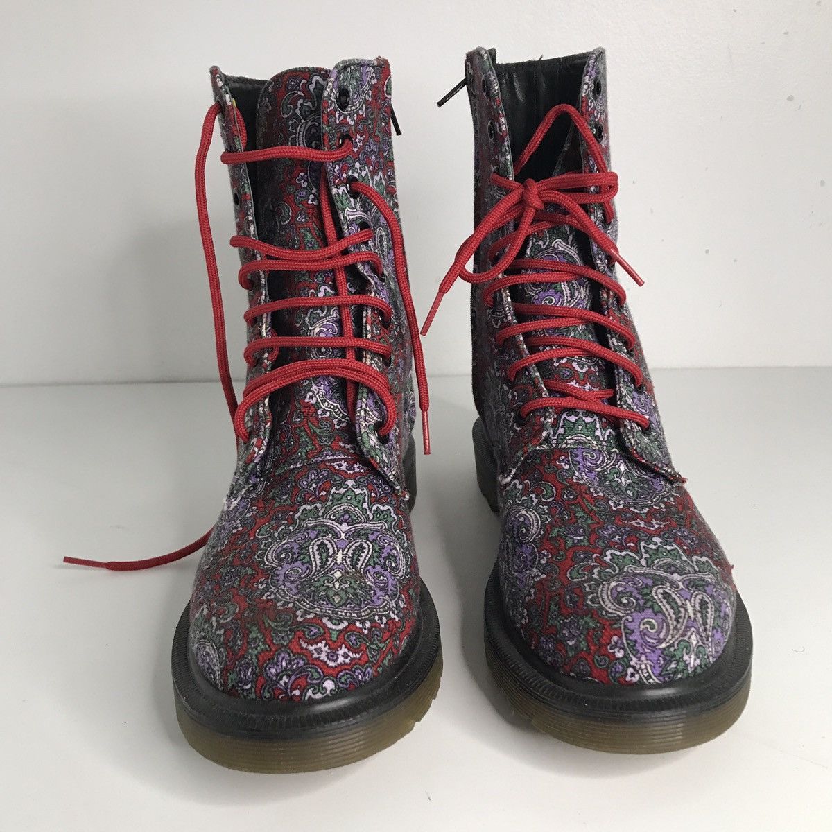 Dr. Martens × Y's Dr Martens For Y’s Floral Blue With Red Laces Gum Bottom 7 Size US 7 / IT 37 - 2 Thumbnail