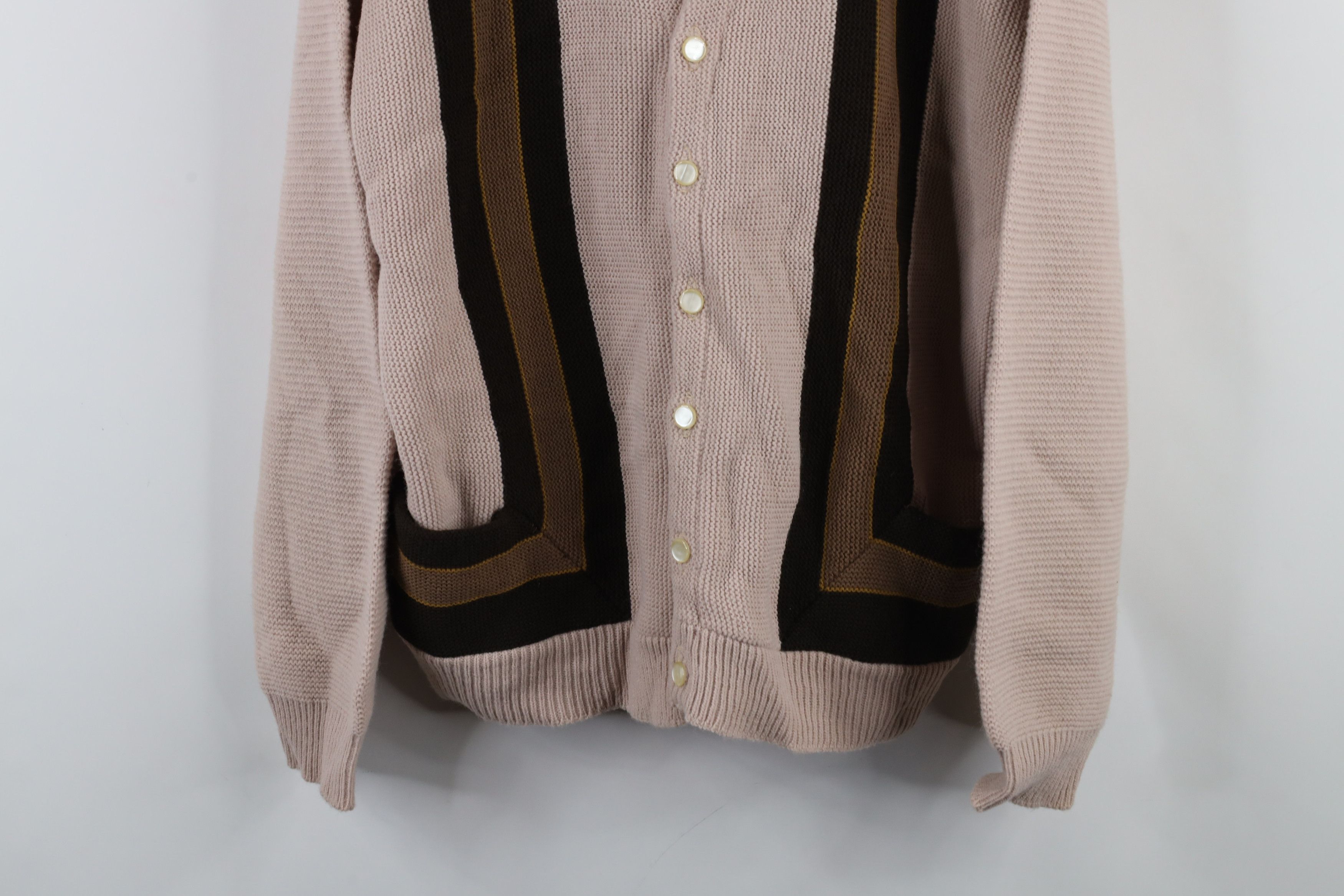 Vintage Vintage 50s 60s Rockabilly Block Knit Cardigan Sweater USA Size US L / EU 52-54 / 3 - 3 Thumbnail