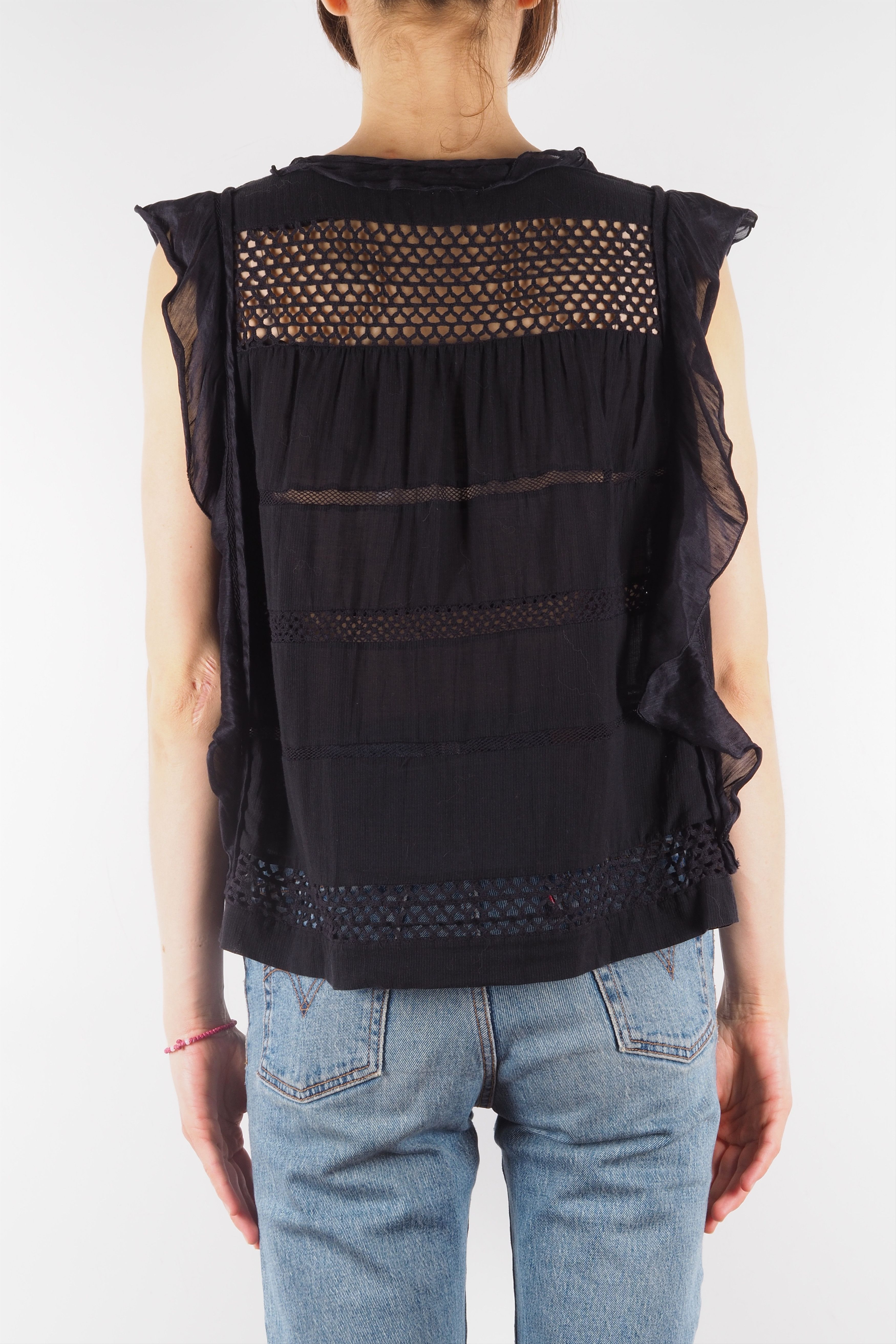 Isabel Marant Isabel Marant Etoile Clara Flutter Black Sheer Blouse Top Size M / US 6-8 / IT 42-44 - 3 Thumbnail