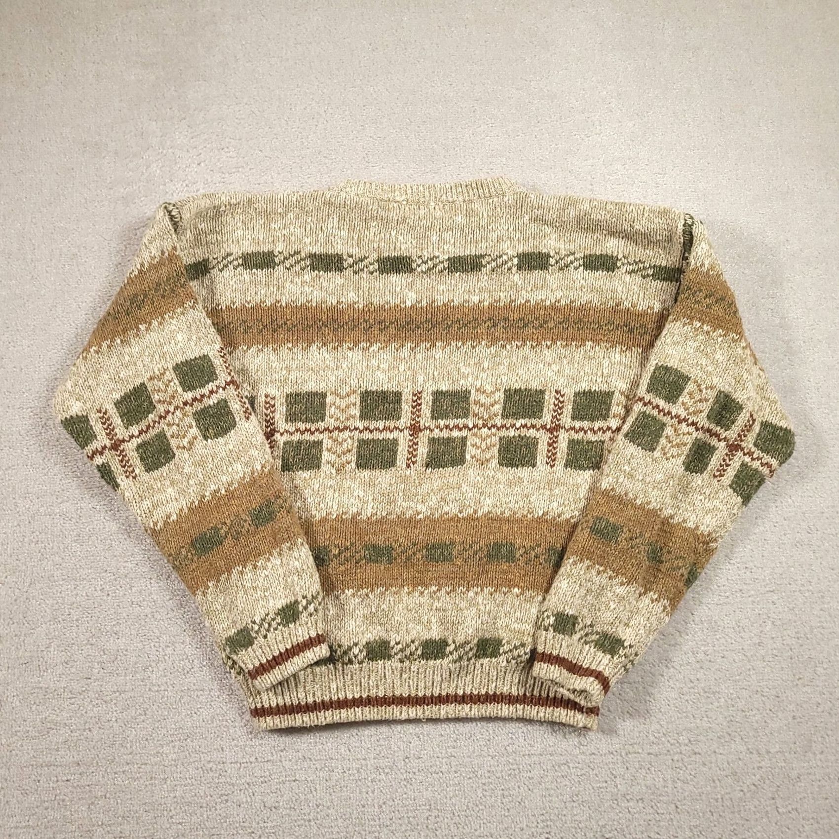 Vintage VINTAGE St Johns Bay Chunky Knit Long Sleeve Sweater Mens XLT Linen Blend Shirt Pullover Beige Geometric Classic Western 90s? Size US XL / EU 56 / 4 - 6 Thumbnail