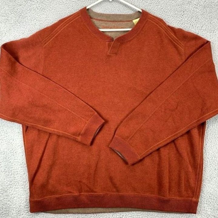 Tommy Bahama Tommy Bahama Crew Neck Sweater Mens 2XL Rusty Brown Pullover Extra Soft Knit Cotton Solid Crew Neck Adult Big & Tall Mens Size US XXL / EU 58 / 5 - 3 Thumbnail