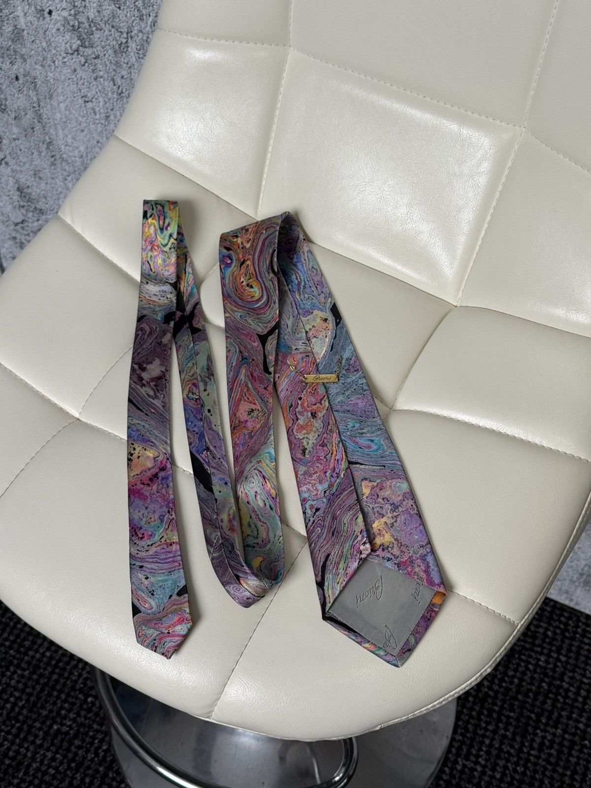 Brioni Brioni Men’s Silk Tie Abstract Marble Swirl Pattern Colorful Size ONE SIZE - 2 Thumbnail