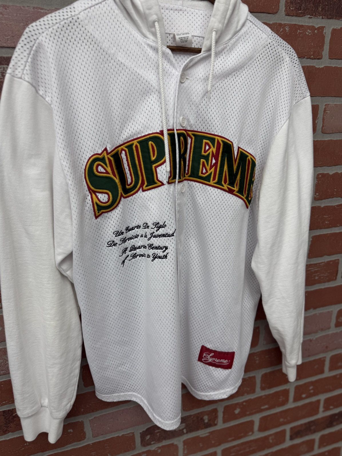Supreme Supreme White Mesh Jersey Hoodie Size Medium 🧼 Size US M / EU 48-50 / 2 - 9 Thumbnail