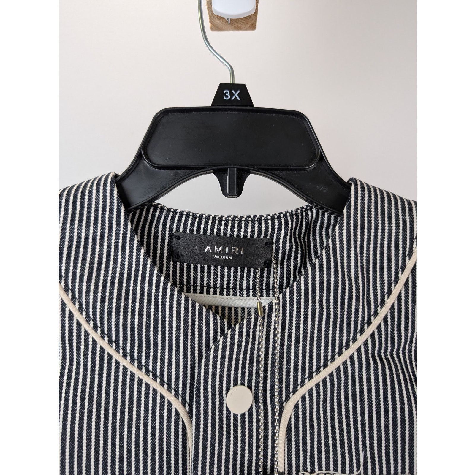 Amiri o1rshd1 Striped Denim Logo Shirt in Black/White Size US M / EU 48-50 / 2 - 7 Thumbnail