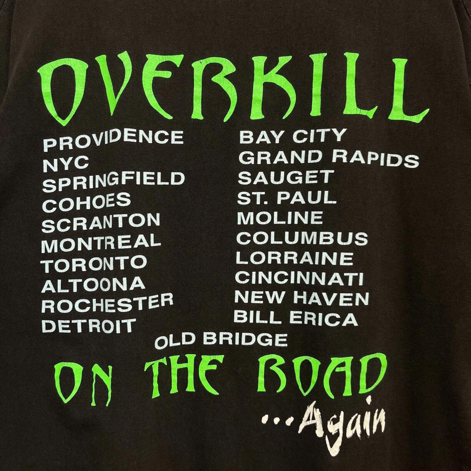 Hanes × Vintage Vintage 90s Overkill Necroshine T-shirt XL On The Road Again Size US XL / EU 56 / 4 - 9 Thumbnail