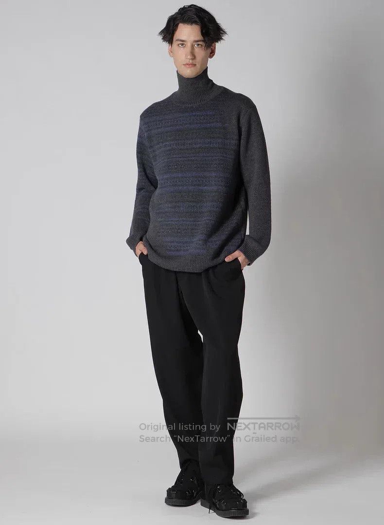Yohji Yamamoto YOHJI YAMAMOTO Blue and Purple Striped High-Neck Sweater Size US L / EU 52-54 / 3 - 6 Thumbnail