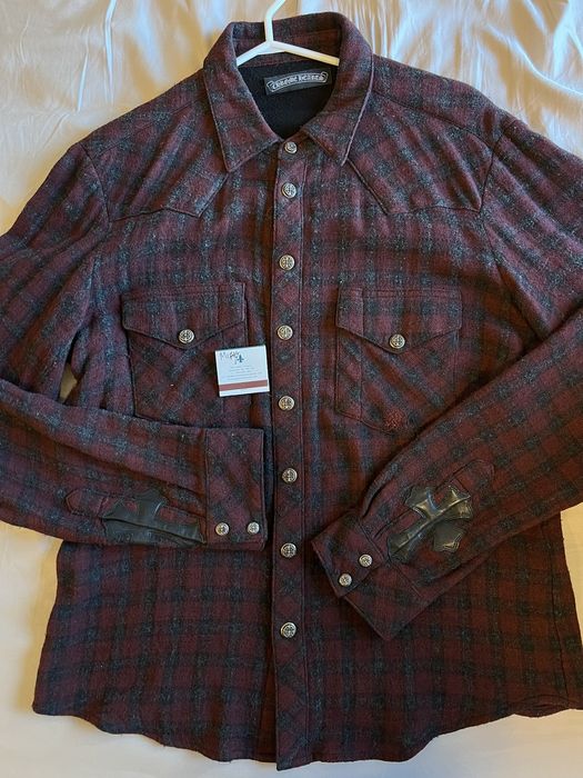 Chrome Hearts Chrome hearts flannel with cross patches on sleeves | Grailed