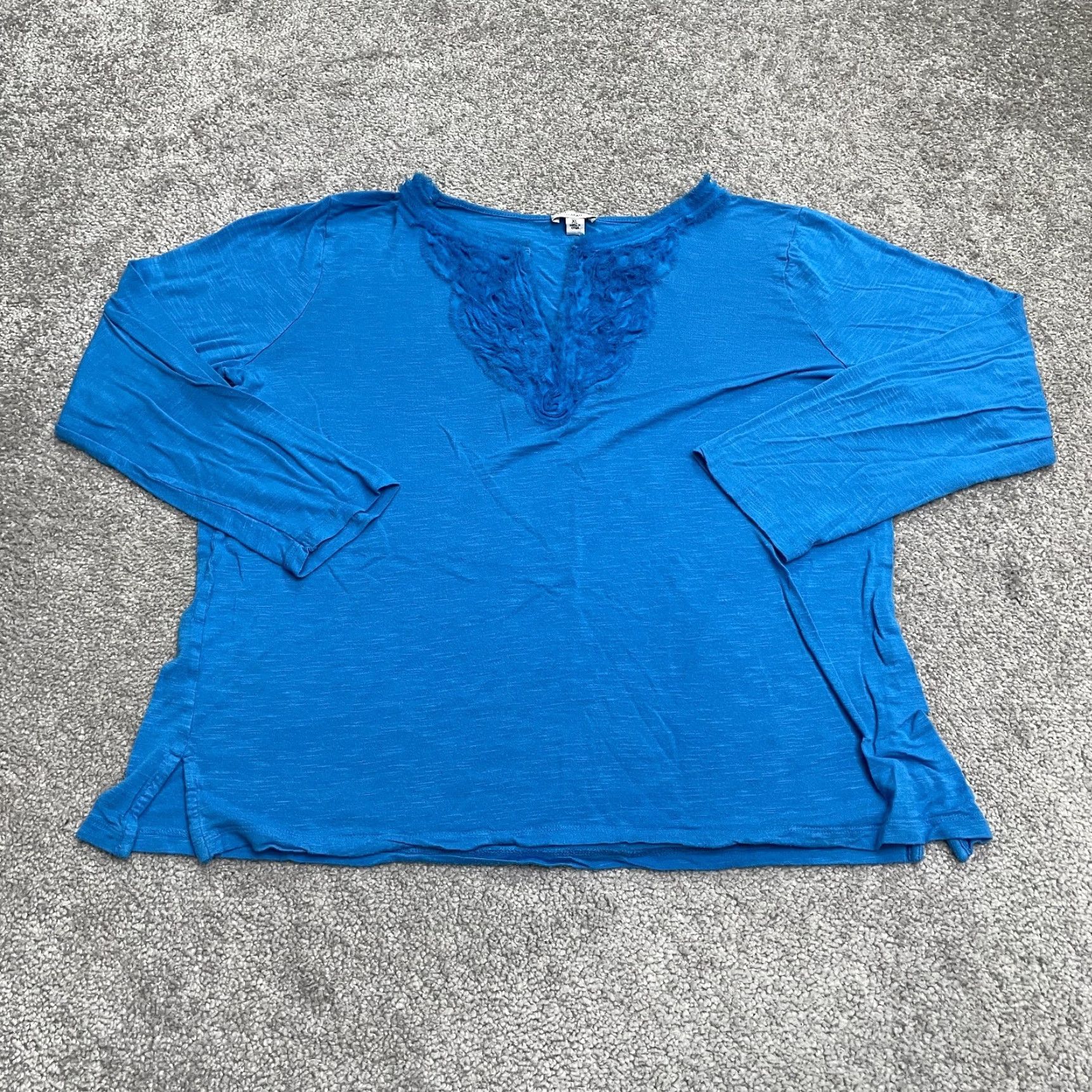 Nine West Nine West Blouse Womens XL Solid Blue V-neck Long Sleeve Casual Soft Stretch Top Size XL / US 12-14 / IT 48-50 - 2 Thumbnail