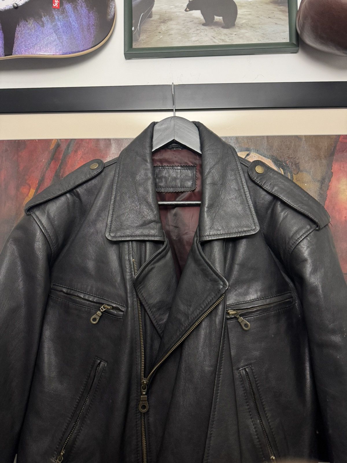 Leather Rare Vintage 90s Leather Jacket High Quality Punk Rock Hype Size US L / EU 52-54 / 3 - 6 Thumbnail
