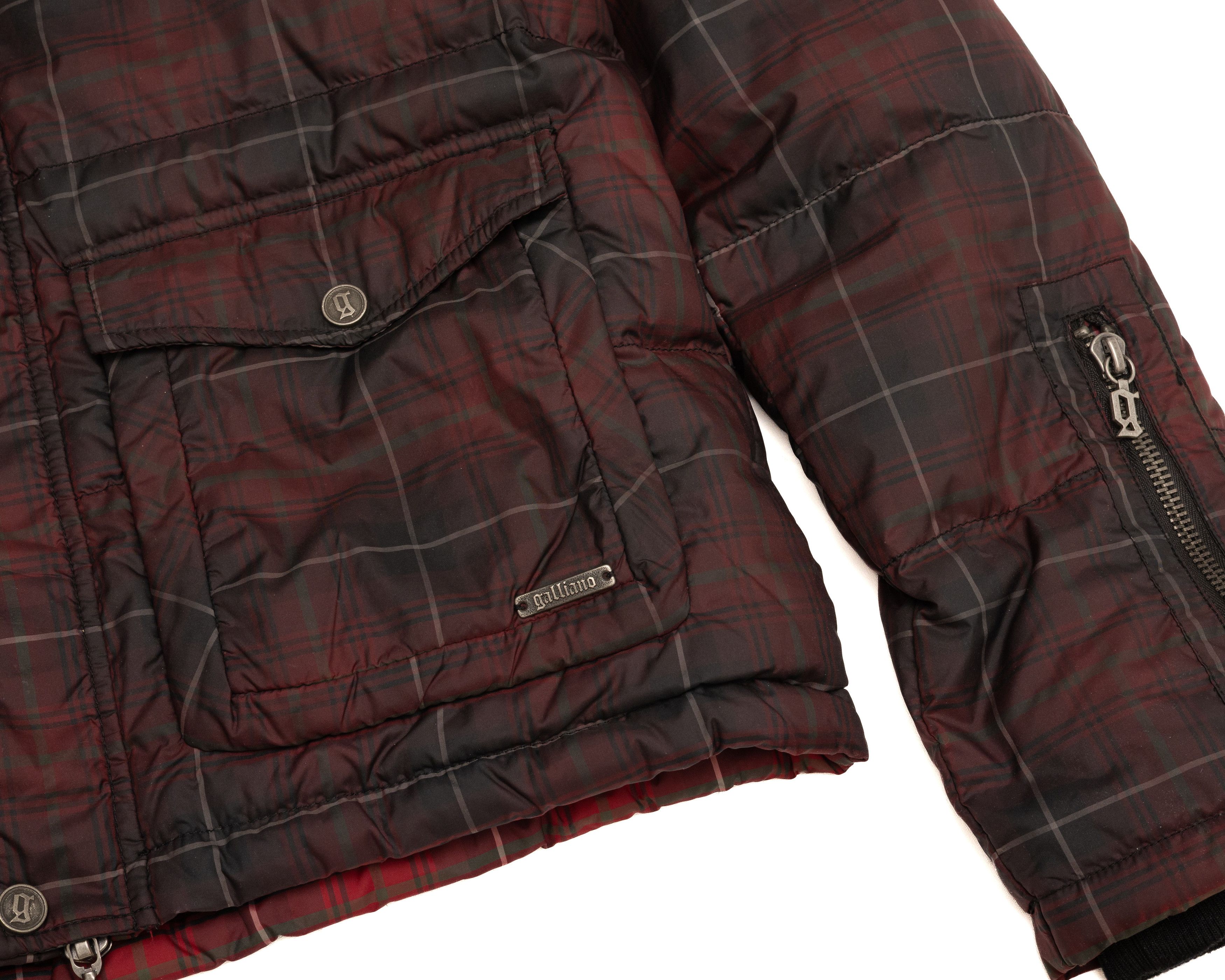 John Galliano GALLIANO 2000s Plaid Checkered Red & Dark Down Puffer Jacket Size US M / EU 48-50 / 2 - 6 Thumbnail