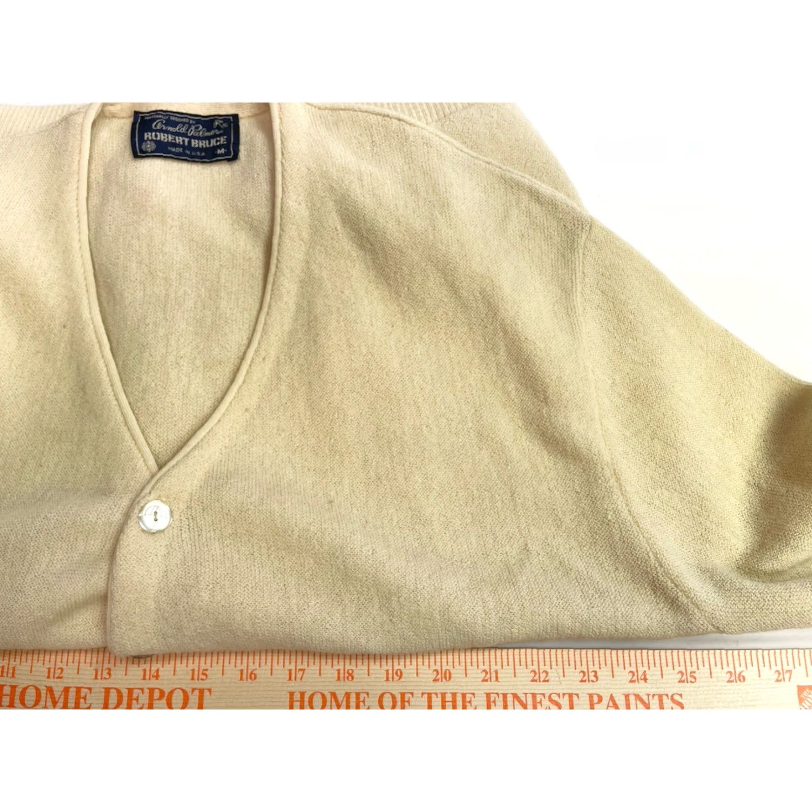 Vintage VINTAGE Arnold Palmer Robert Bruce Sweater Mens Medium Beige Cardigan 80s Size US M / EU 48-50 / 2 - 6 Thumbnail